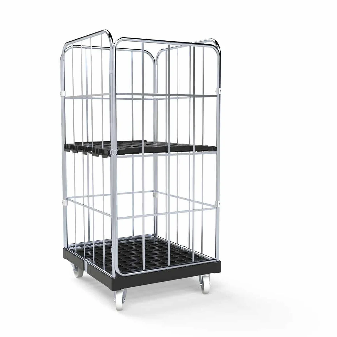 Pojemnik na kółkach 1350 KU RC czarny, 724 x 815 mm, typ 4-stronny, 1 ścianka przednia, Cr 3