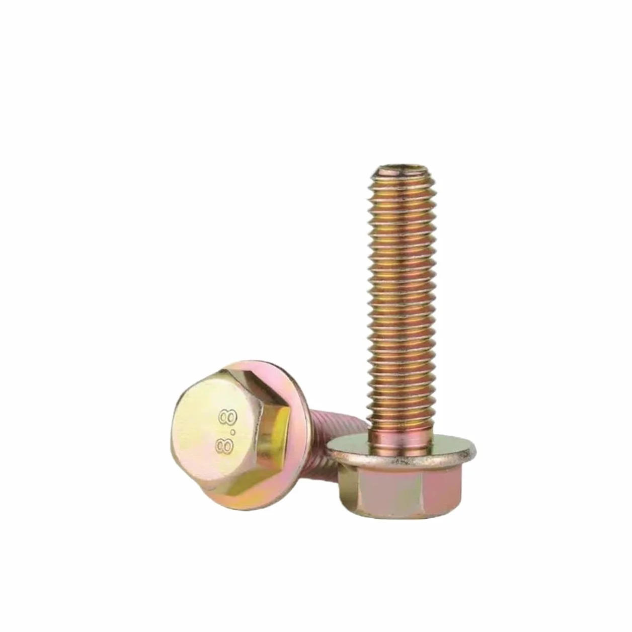 Color Zinc Hex Flange Screw Serrated Fastener | Hex drive, flange head, carbon steel, rust protection(45mm,M8 (20PCS))