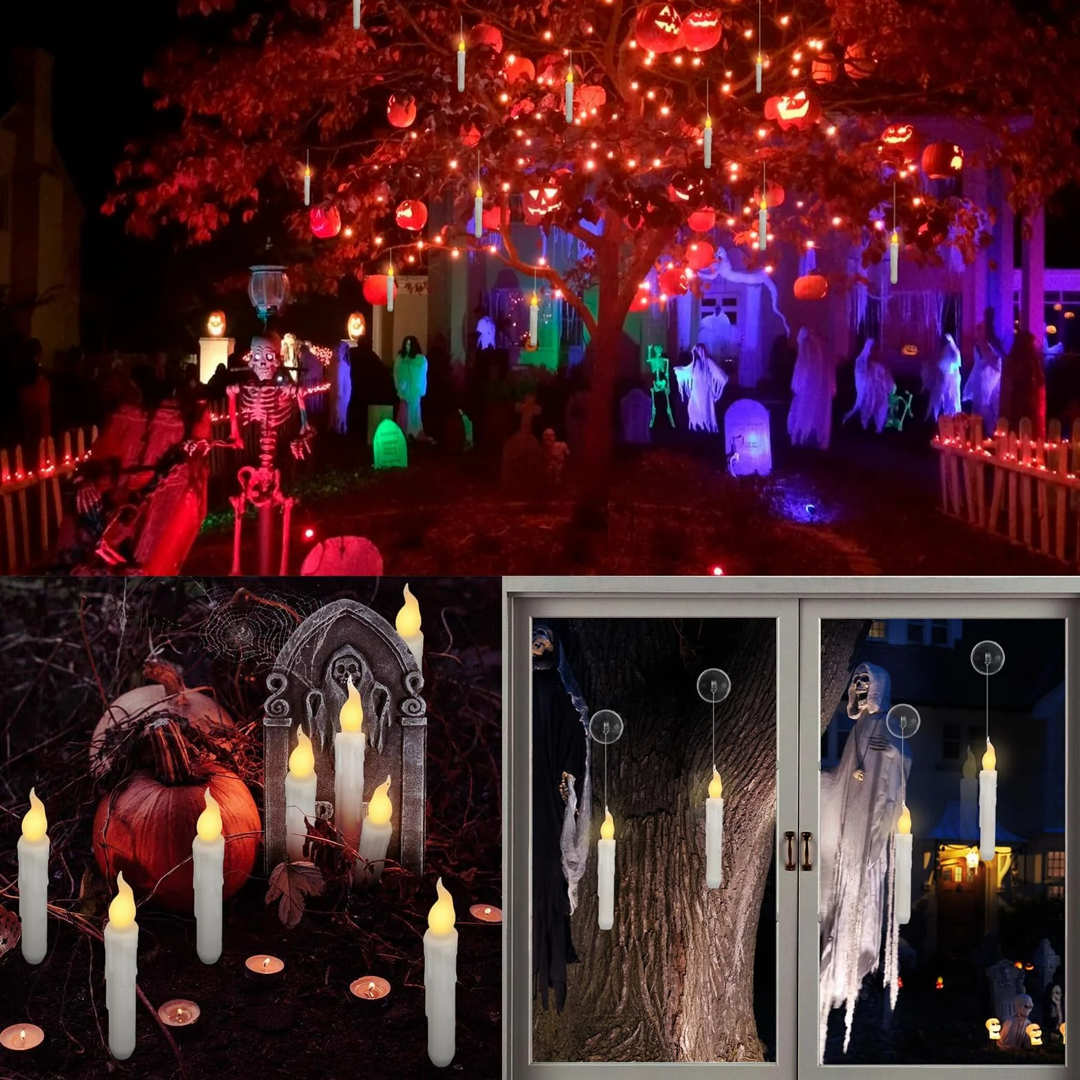 CIRULLI 12 pływających świec z magiczną różdżką, świeca LED sterowana pilotem, pływające świece z migoczącym płomieniem, elektryczne świece na Halloween, wesela, dekoracje, Boże Narodzenie