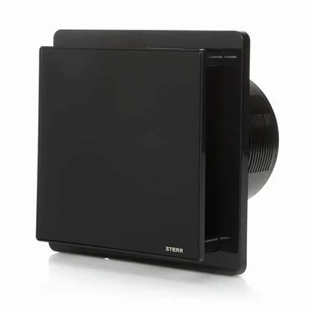 STERR Czarny Wentylator Łazienkowy 125 mm - Szklany Front - Nowoczesny Wygląd - BFS125-B - 20 W