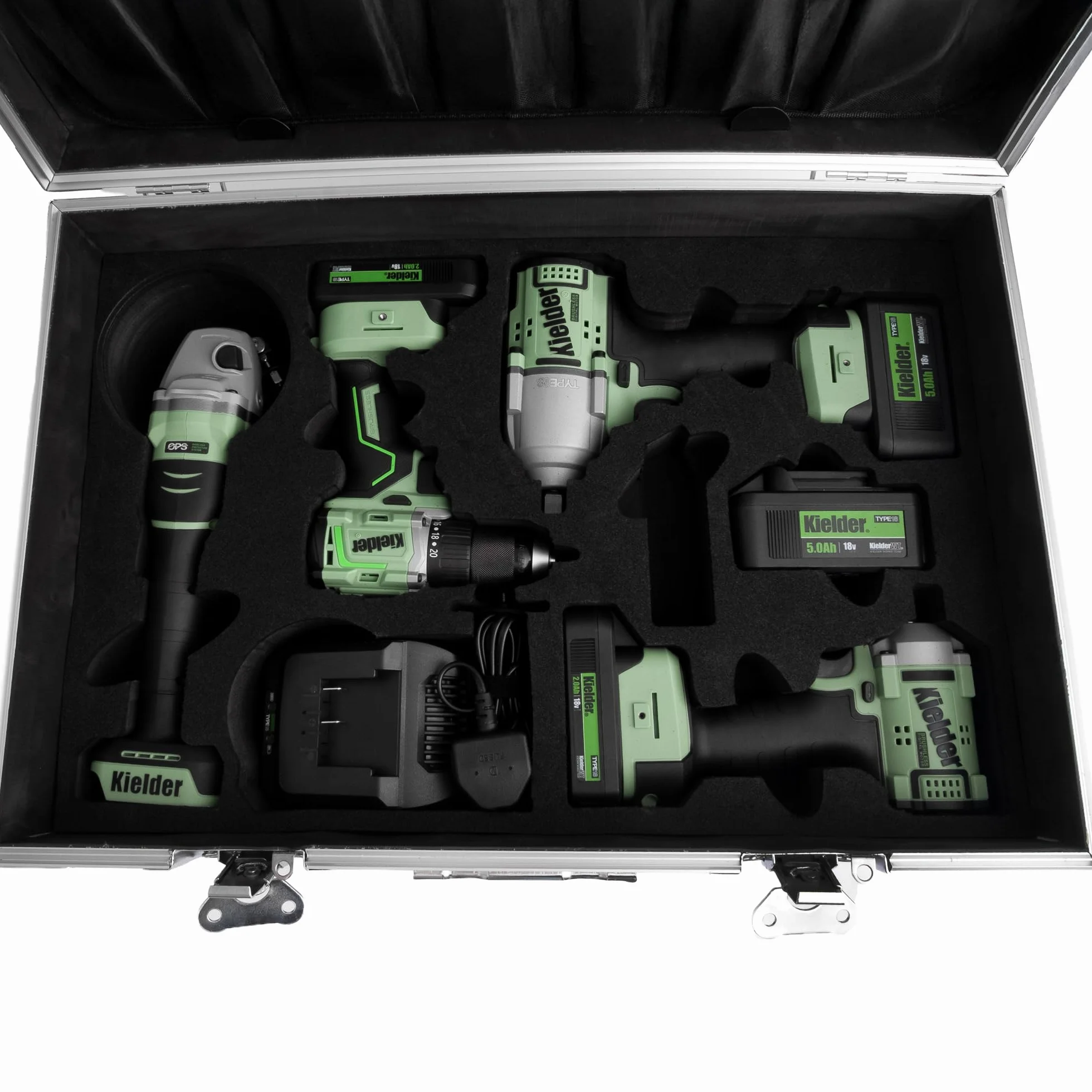 Kielder KWT-008 TYPE18 PRO-X Combo Kit, zawiera 4 x 18 V bezprzewodowe narzędzia bezszczotkowe, 4 x baterie i ładowarkę