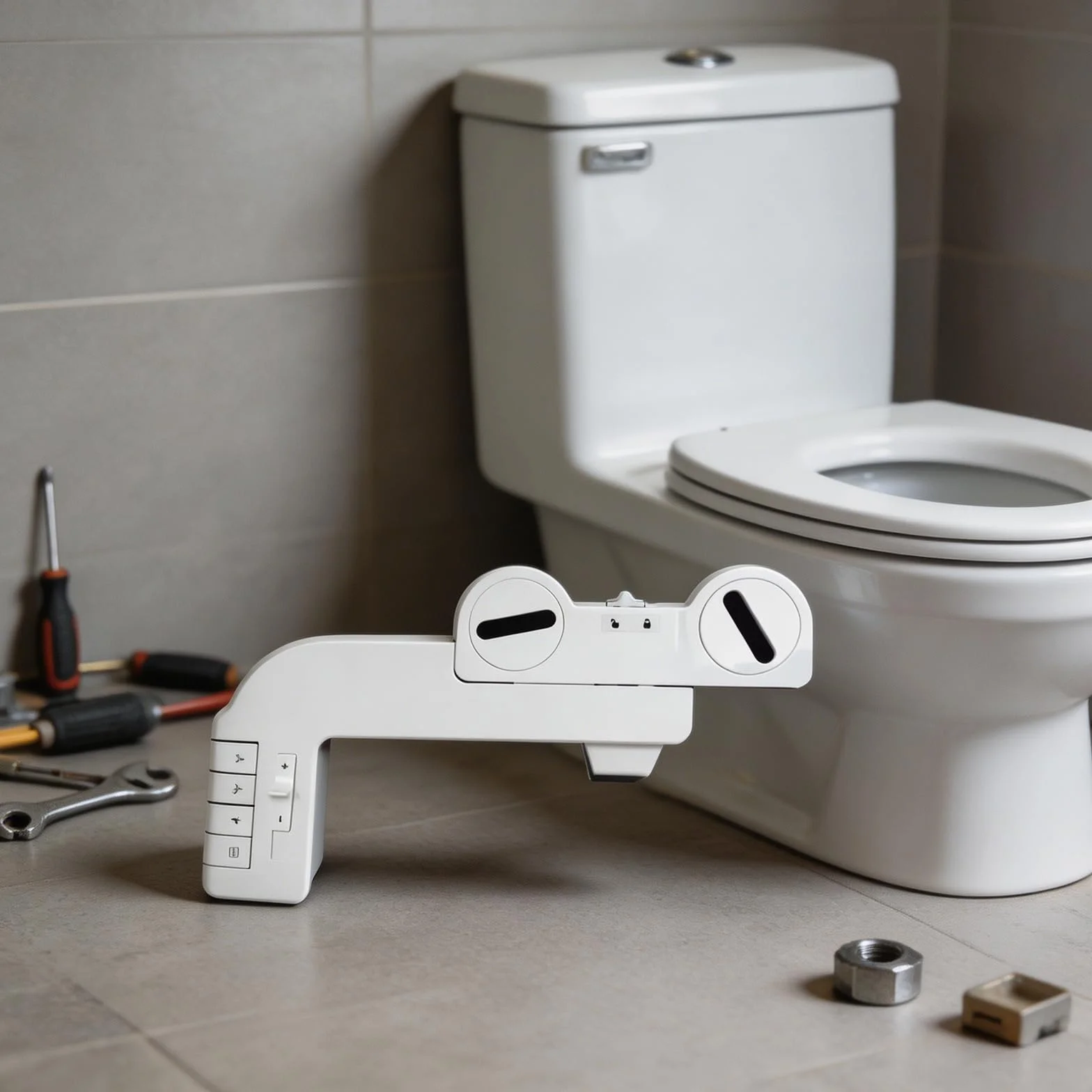 Podkładka bidetowa do toalety z dwoma wylotami i regulowanym ciśnieniem wody, w tym metalowy wąż ABS konstrukcja łatwa instalacja ręczny bidet posypka