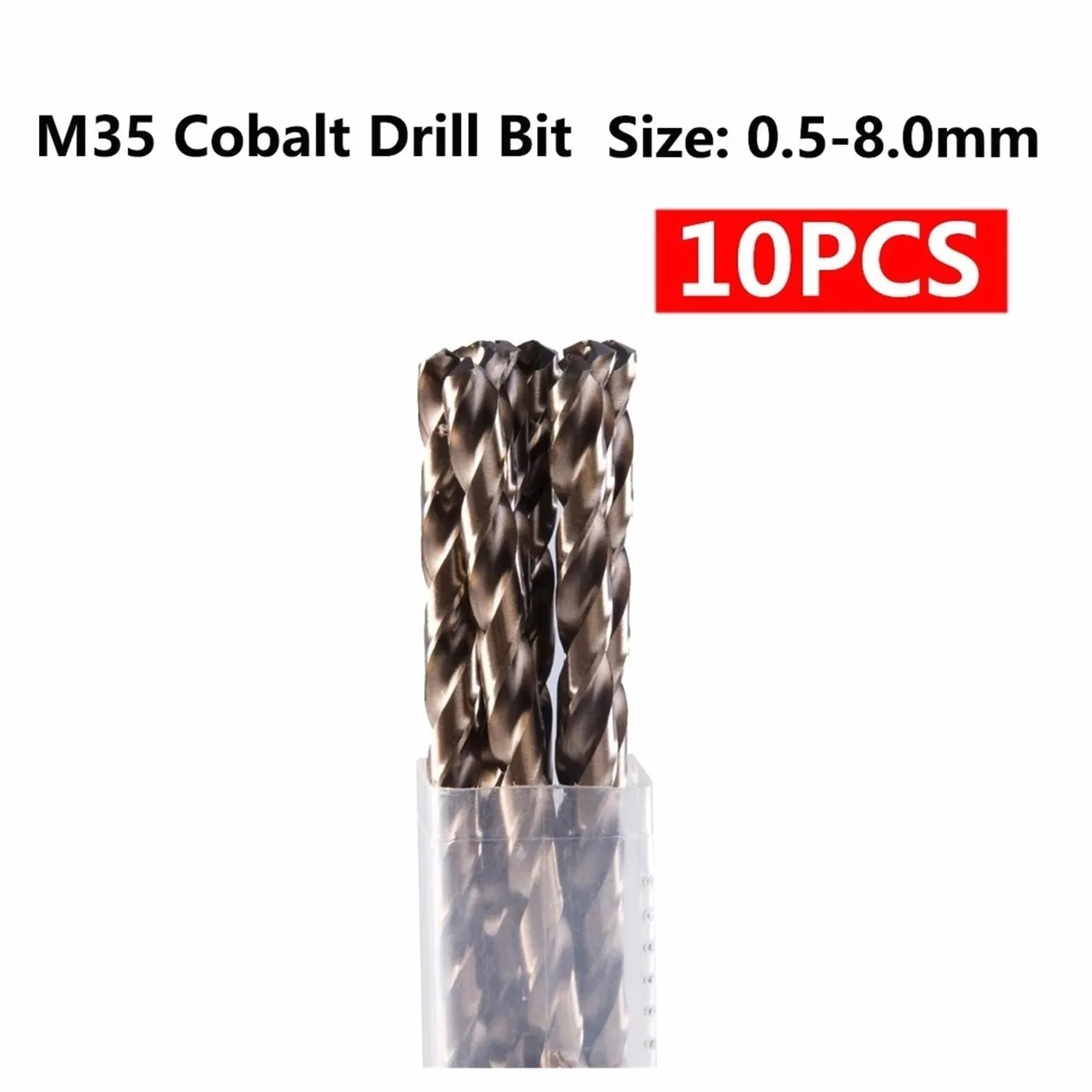 10 szt. Zestaw wierteł krętych ze stali szybkotnącej kobaltowej M35, od 0,5 mm do 8,0 mm, do stali nierdzewnej i twardych metali(7.2mm)