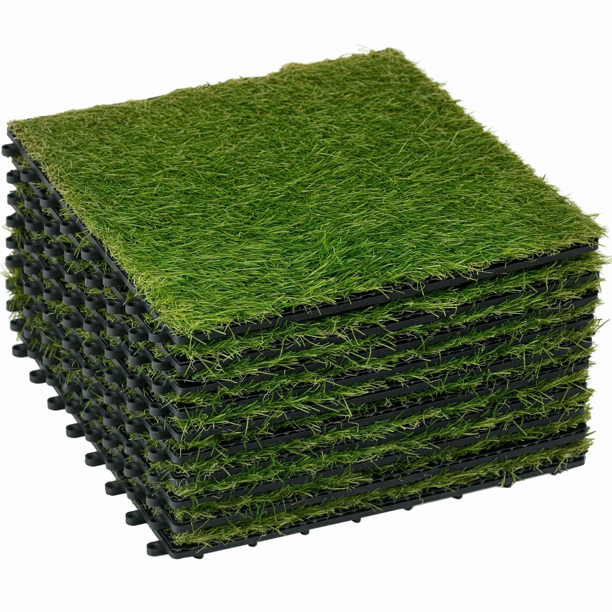 Outsunny Sztuczna trawa syntetyczna zestaw 10 płytek 30x30 cm grubość 3,5 cm zielony
