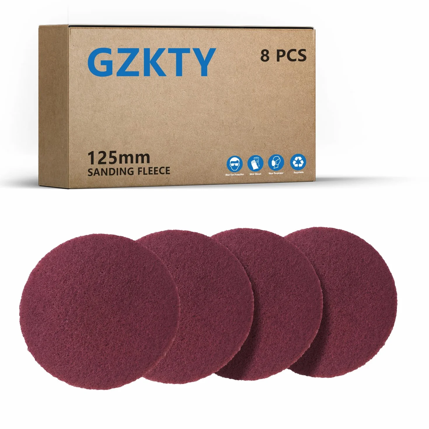 Włóknina ścierna 125 mm, ziarnistość P150-180, 8 sztuk, czerwona