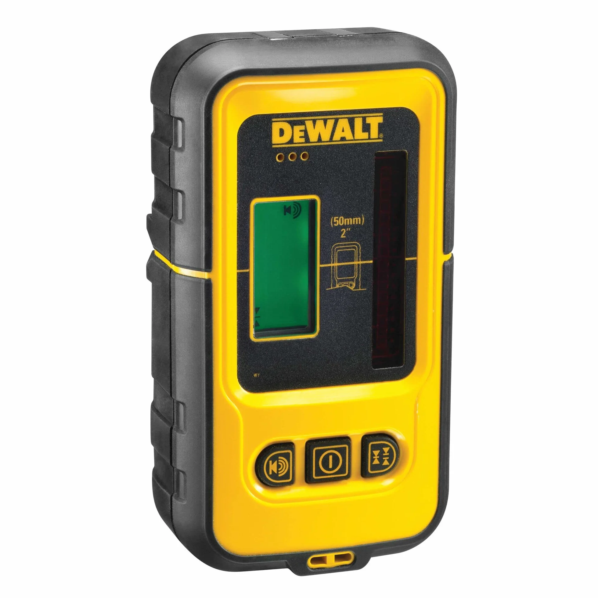 DEWALT Odbiornik do lasera liniowego z czerwoną linią DE0892 (do lokalizacji wychodzących promieni laserowych do 50 m, z sygnałem optycznym i akustycznym, zasilanie na baterię 9 V)