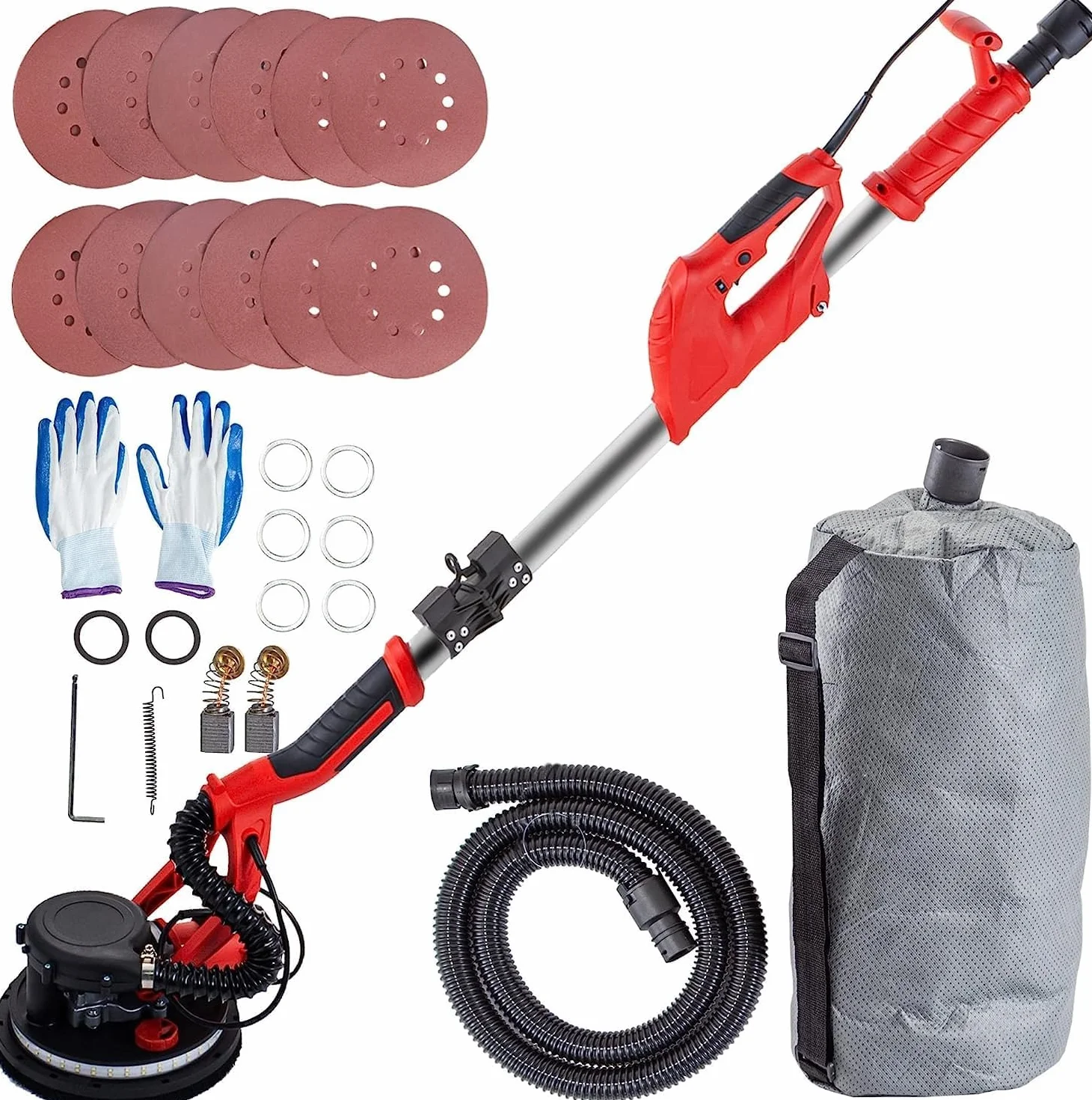 Mophorn Szlifierka mimośrodowa 225 mm, szlifierka 850 W, szlifierka z workami próżniowymi, rękawiczki, okulary ochronne