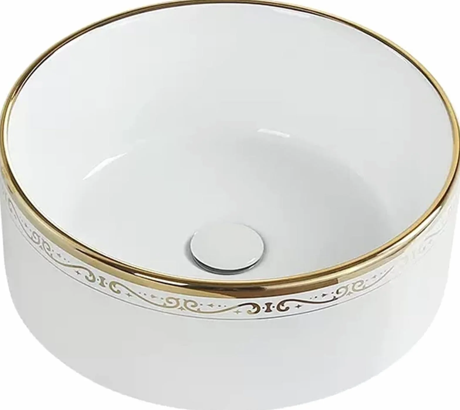Umywalka Łazienkowa Ceramiczna Umywalka Łazienkowa Umywalka Okrągła Umywalka Łazienkowa Z Odpływem Pop-Up Biała Umywalka Nablatowa Porcelanowa Ceramiczna Umywalka Nablato,S