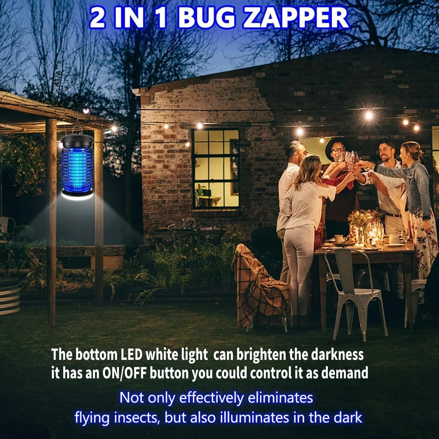 Elektryczna Pułapka na Owady 15W 4200V Lampa owadobójcza IPX4 Wodoszczelna