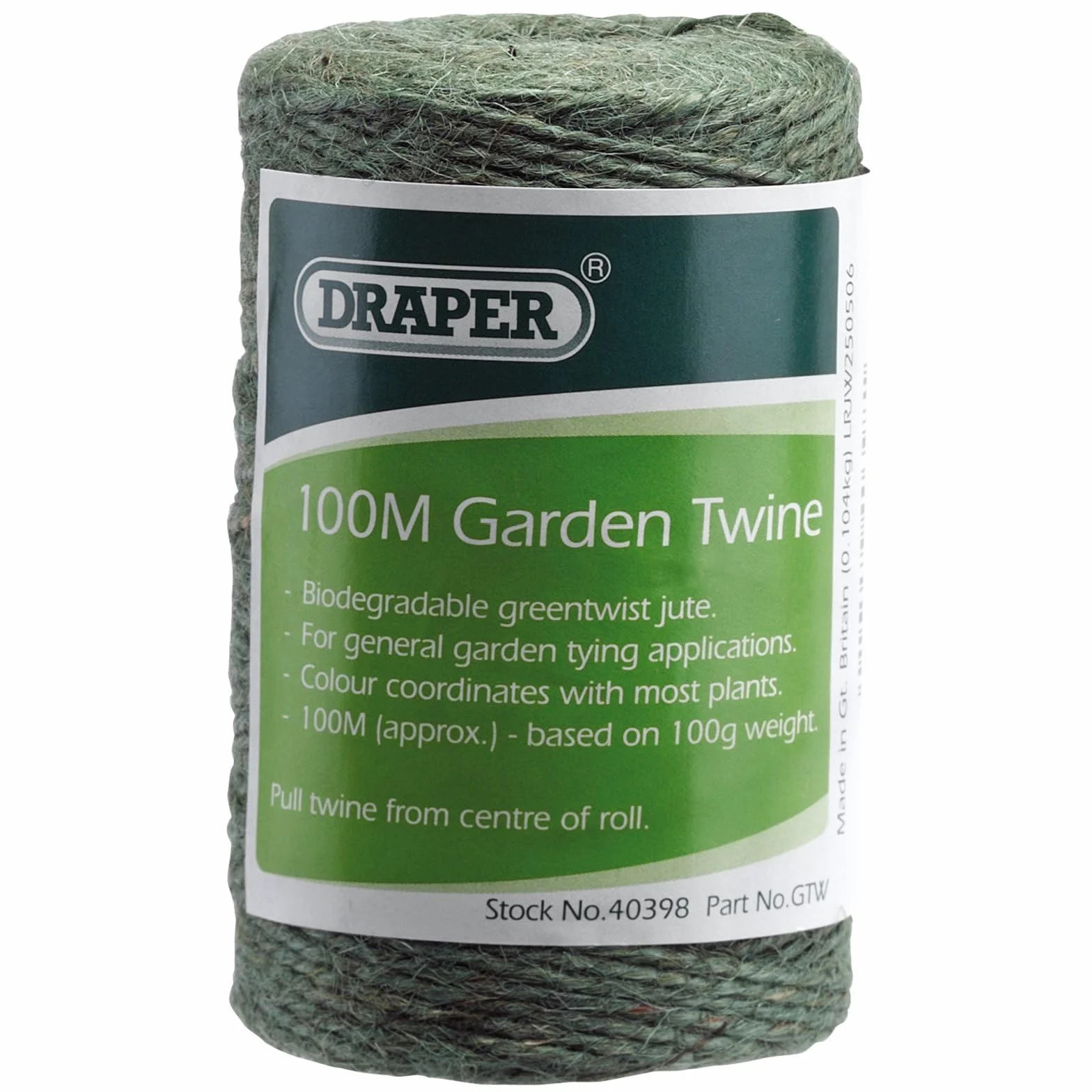 Draper GTW 40398 kołowrotek na sznurek ogrodowy, zielony, 100 m