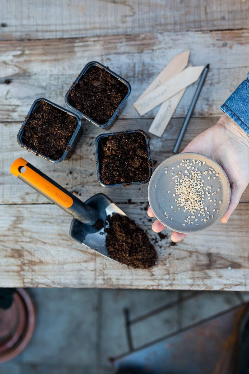 Fiskars Premium Planters Łopatka, Srebrny, 37.5 x 8.7 x 5.7 cm
