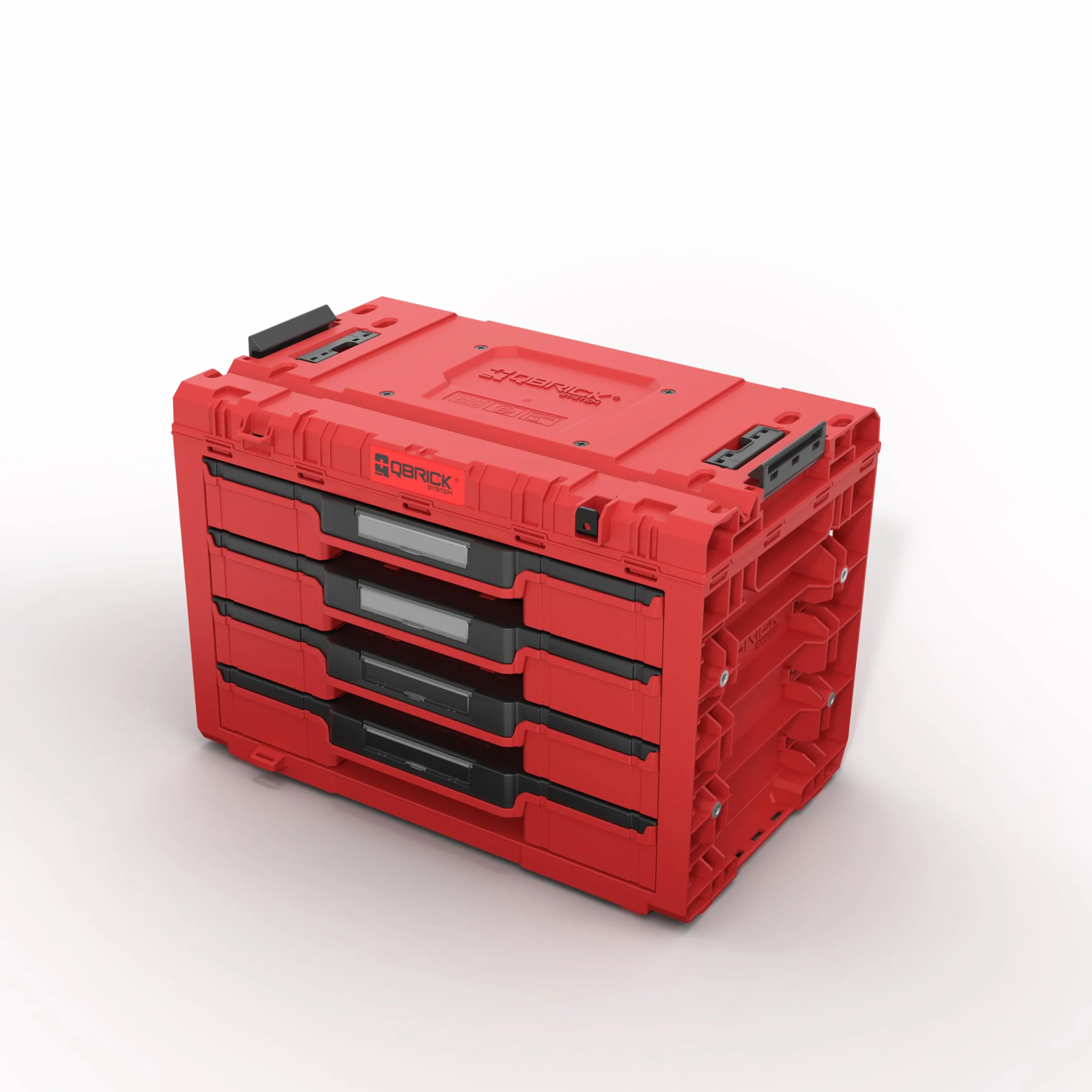 Qbrick System Pusta skrzynka narzędziowa - 4 przegródki - walizka narzędziowa - 542 x 335 x 369 mm czerwona