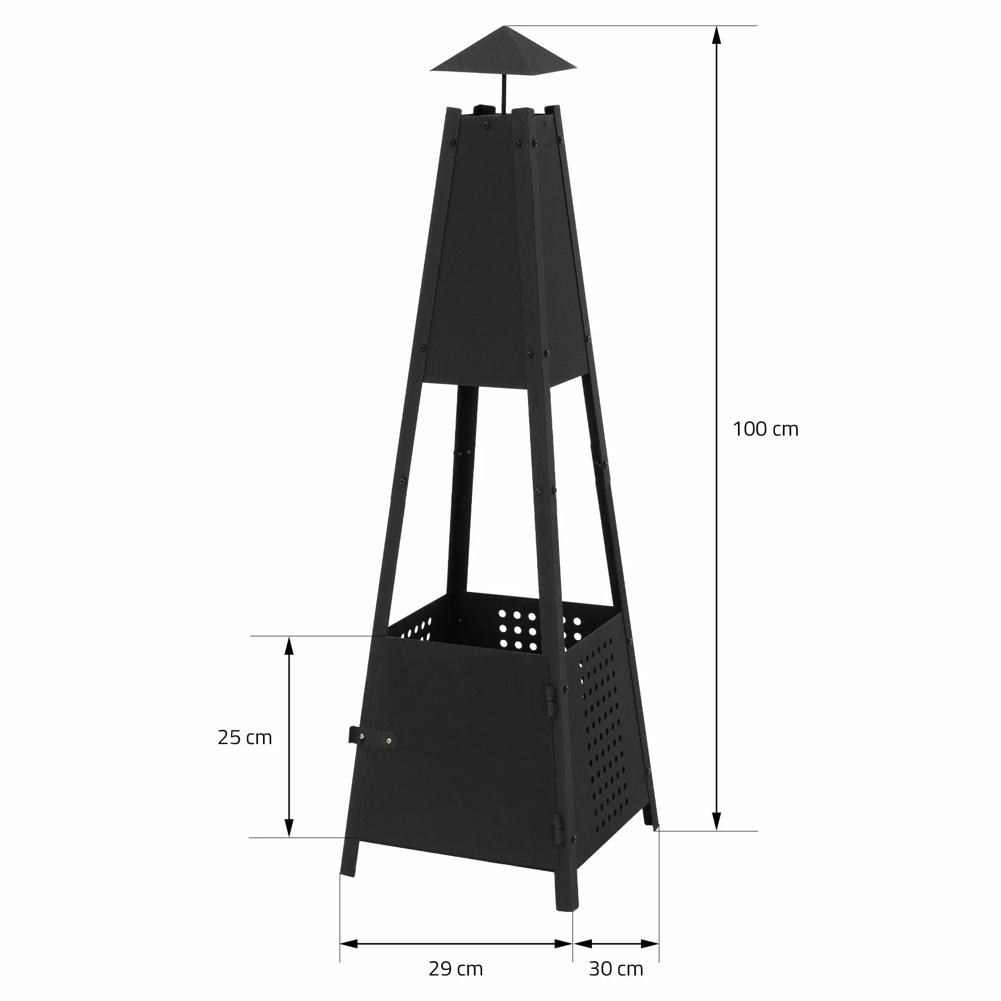 ML-Design Piramida Kominek Ogrodowy Z Kominem Wykonany Z Metalu W Kolorze Czarnym Wysokosc 100 Cm, Odporny Na Warunki Atmosferyczne Piec Ogrodowy/kominek Na Patio Jako Misa Ogniowa Lub Kosz Na Ognisko