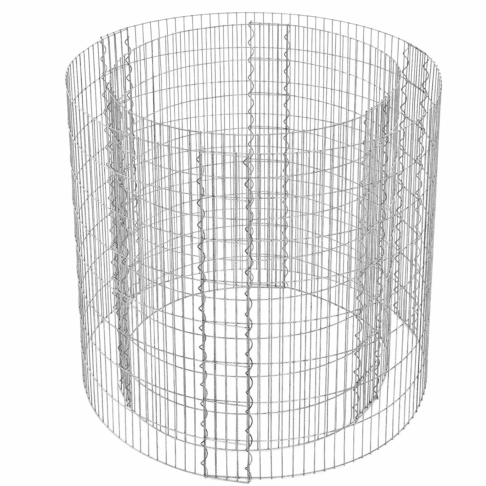 SONGMICS gabion, okrągły, kosz gabionowy, metalowy kosz na kamienie, siatka o małych oczkach 2,5 x 10 cm, ogrodzenie z drutu ze stali ocynkowanej, nierdzewne, 90 x 80 cm (Ø x W), srebrny GGB879