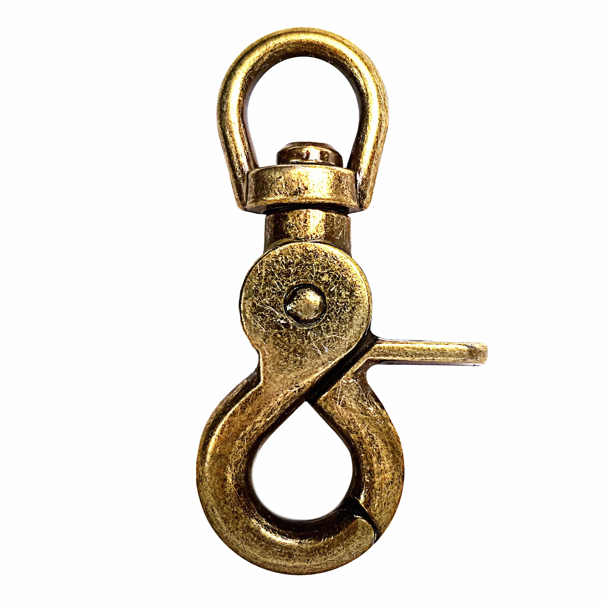 Ganzoo hak karabiner nożycowy z krętlikiem 360° do smyczy dla psa, obroży i taśmy na szyję, do Paracord 550, do zastosowań jak brelok do kluczy, stal stopowa, długość 61 mm, 2 szt., złota optyka