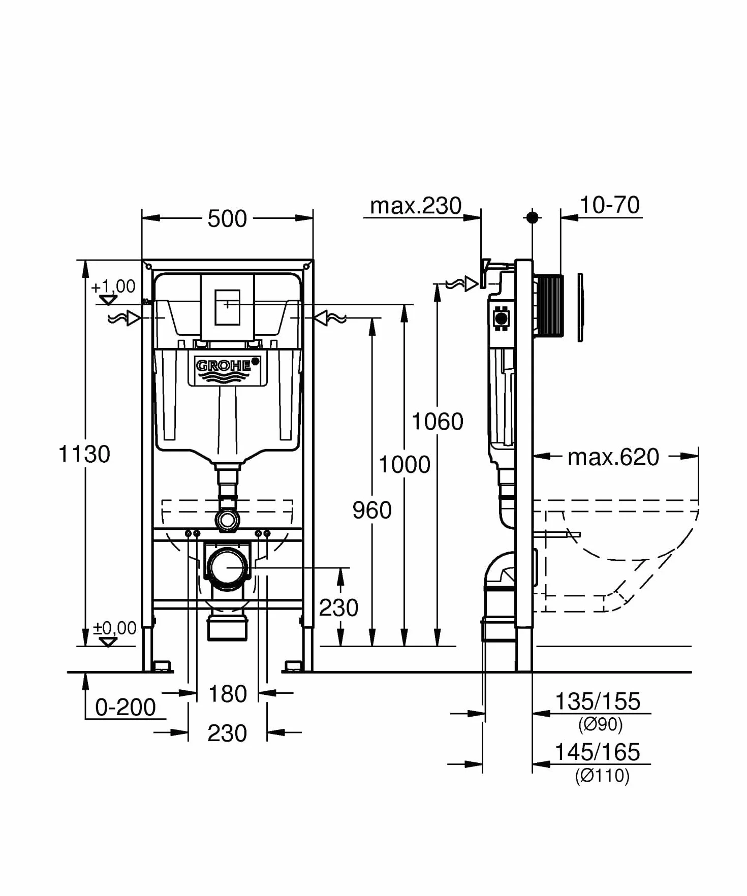 Grohe 38772001 Stelaż Podtynkowy, Wielokolorowy, 113 cm