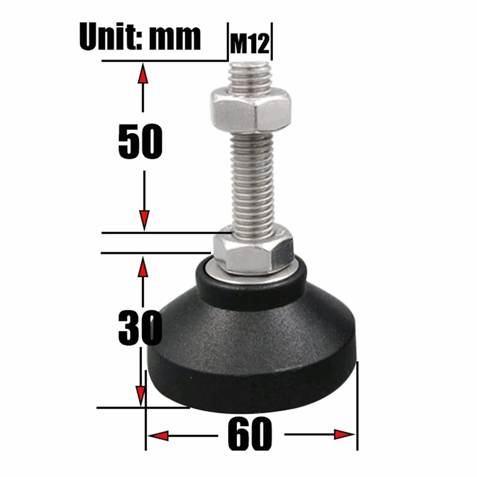 4 szt. Stopki poziomujące, nylonowe okrągłe dno + gumowa okrągła antypoślizgowa poduszka dolna nóżka do mebli, DIY mechaniczna prostownica do nóg, ochraniacz na podłogę, podstawa 60 MM