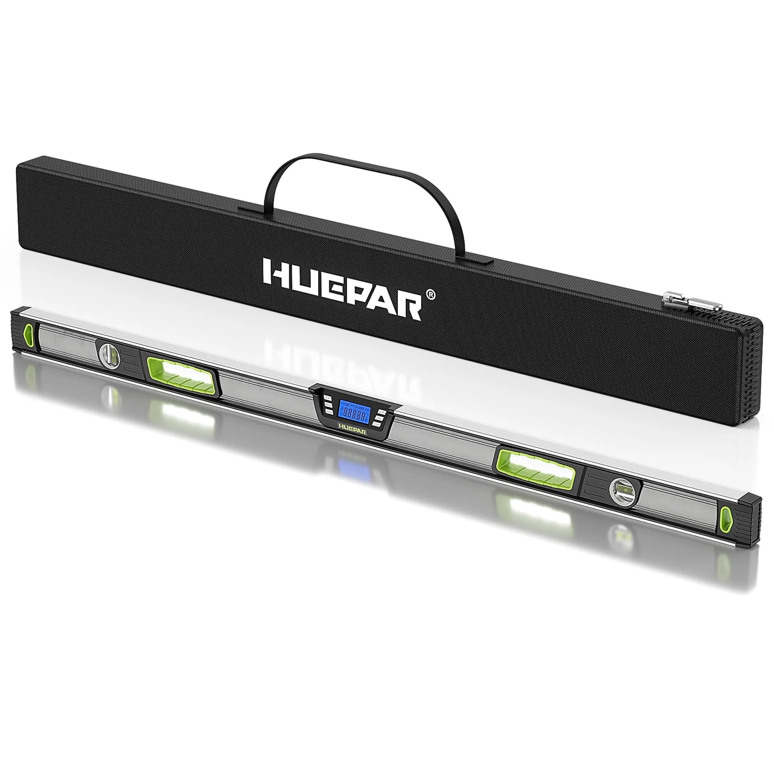 Hueppar DL48 cyfrowy czujnik nachylenia 120 cm, precyzyjna poziomica 0,1°, podstawa magnetyczna, uchwyt Softgrip, wielofunkcyjny wyświetlacz i inteligentne funkcje do profesjonalnego zastosowania