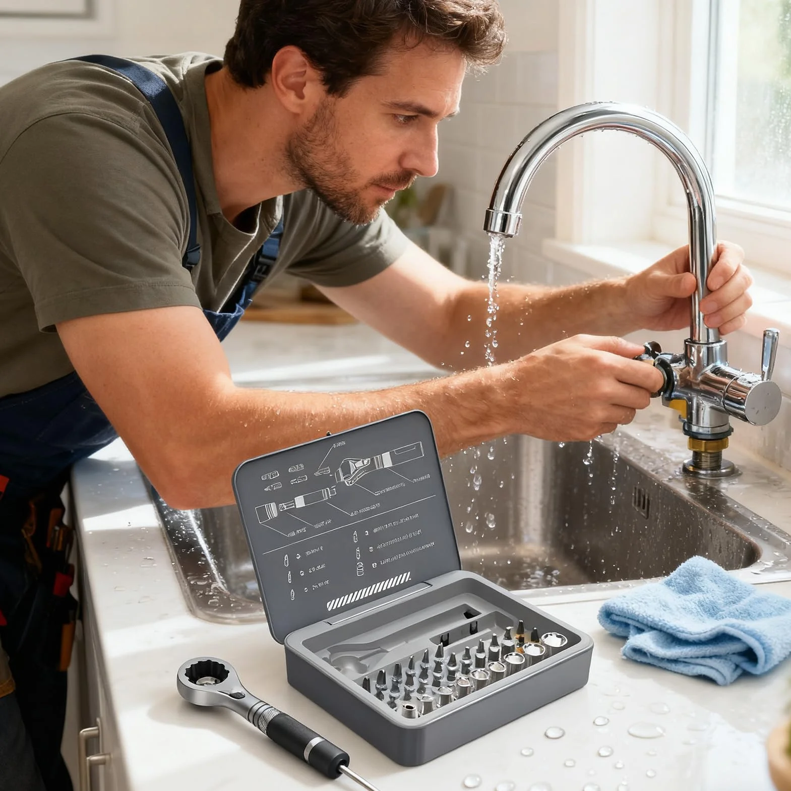 Zestaw Wkrętaków Z Grzechotką 40-w-1 Precyzyjny Ergonomiczny Przenośny | Zestaw bitów meblowych do napraw domowych, mechanika, elektryka, budownictwo, stolarstwo, hydraulika, meble