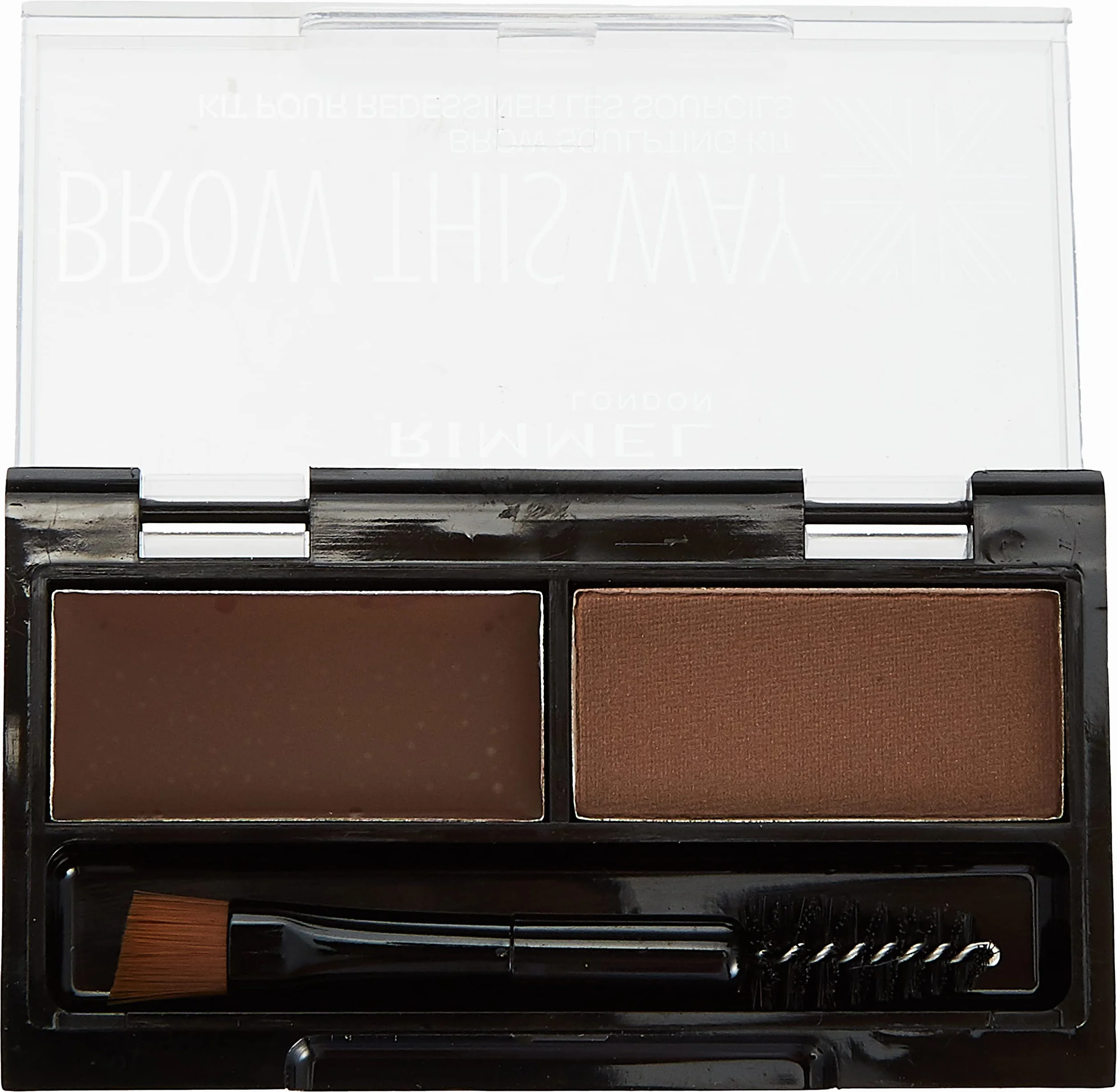 Rimmel Brow This Way paleta do brwi, wosk i cień do brwi w jednym produkcie, trwały efekt, nr 002 – Medium Brown