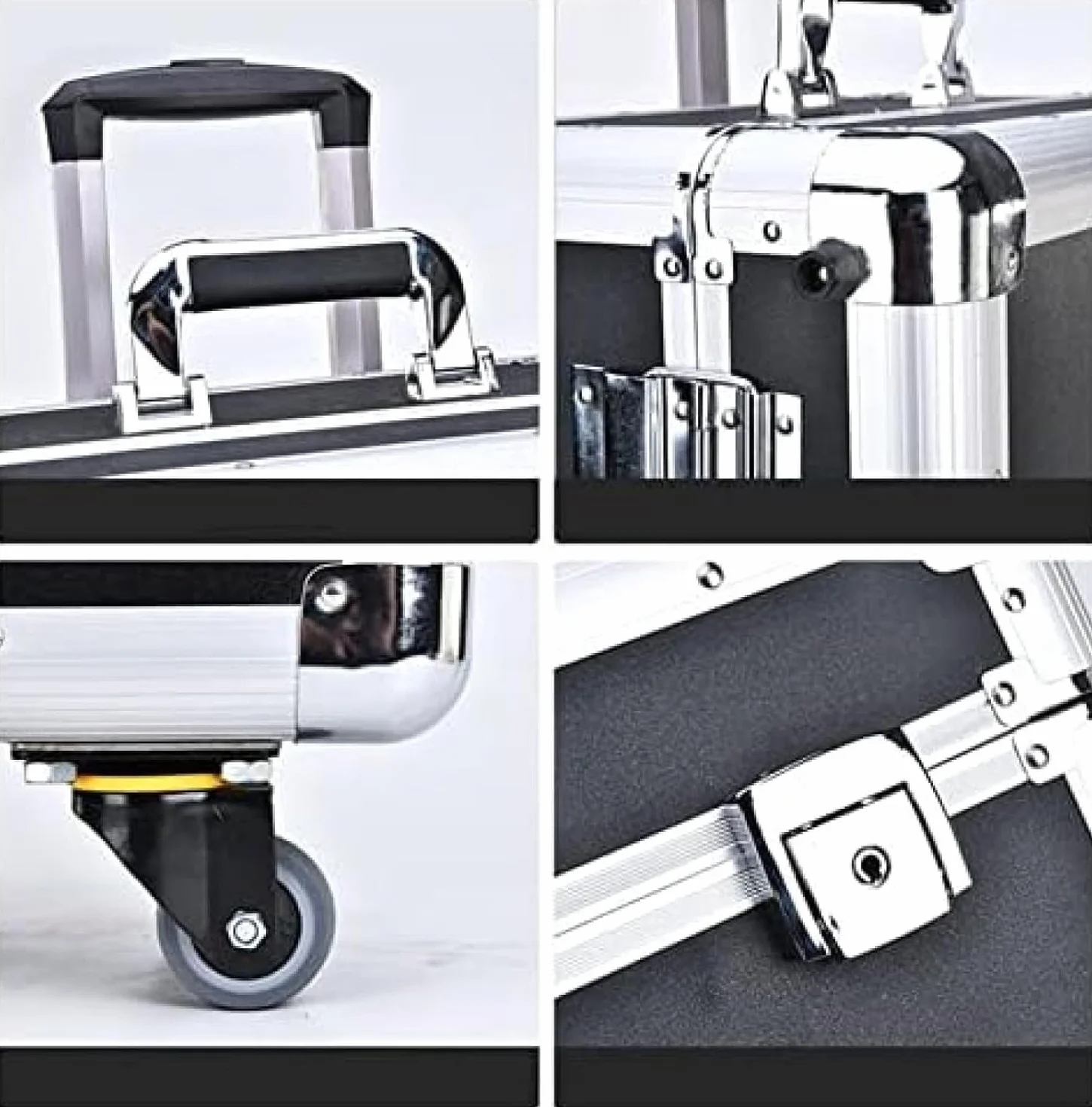 Skrzynka Narzędziowa Aluminiowa Twarda Przenośna Skrzynka Narzędziowa Skrzynka Narzędziowa Z Kółkami Organizer Na Sprzęt Skrzynia Z Wyjmowanym Schowkiem Z Pianki, 57 * 36.5 * 29cm