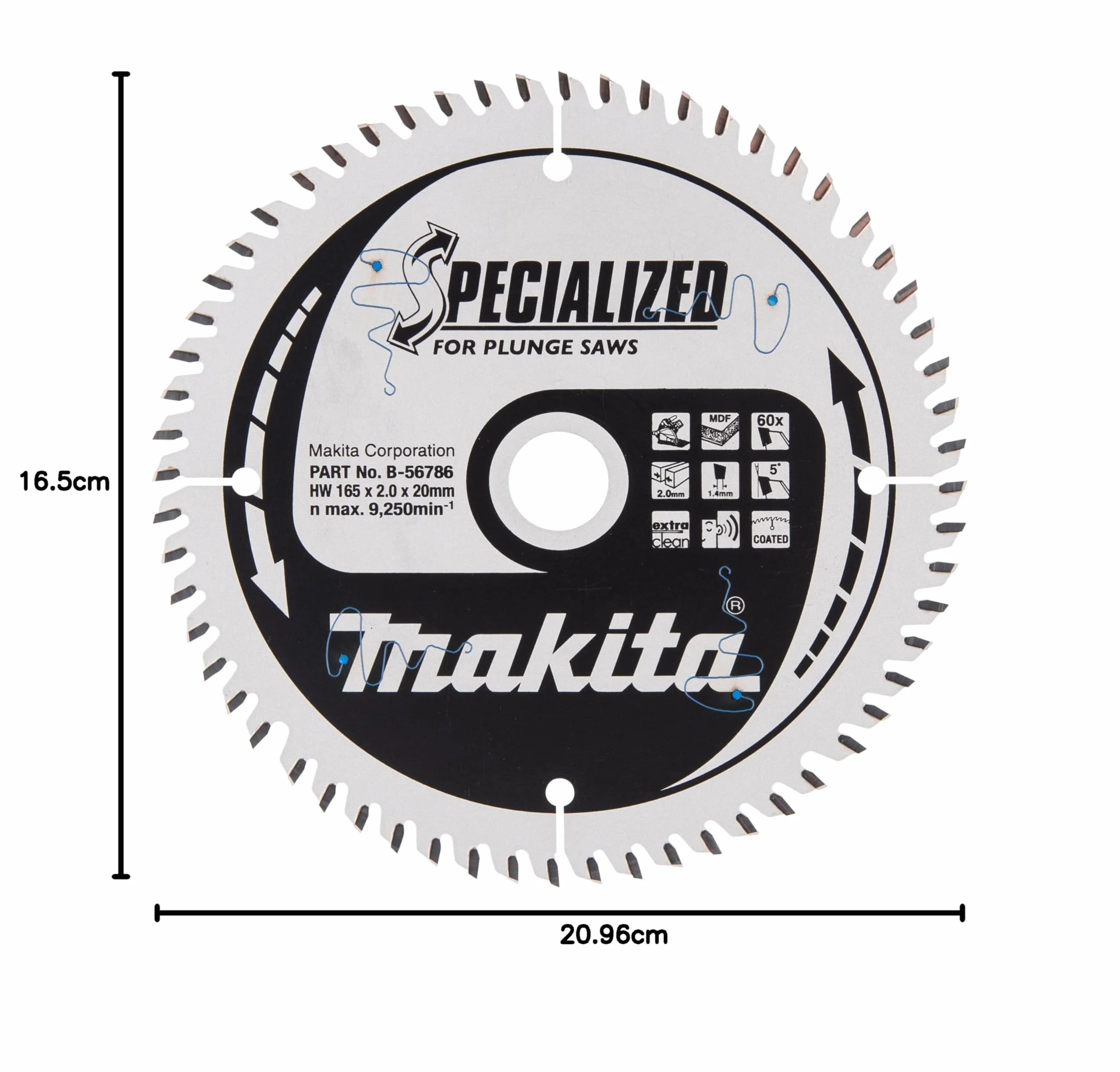 Makita B-56786 specjalistyczna piła do pił wgłębnych 165x20x60T