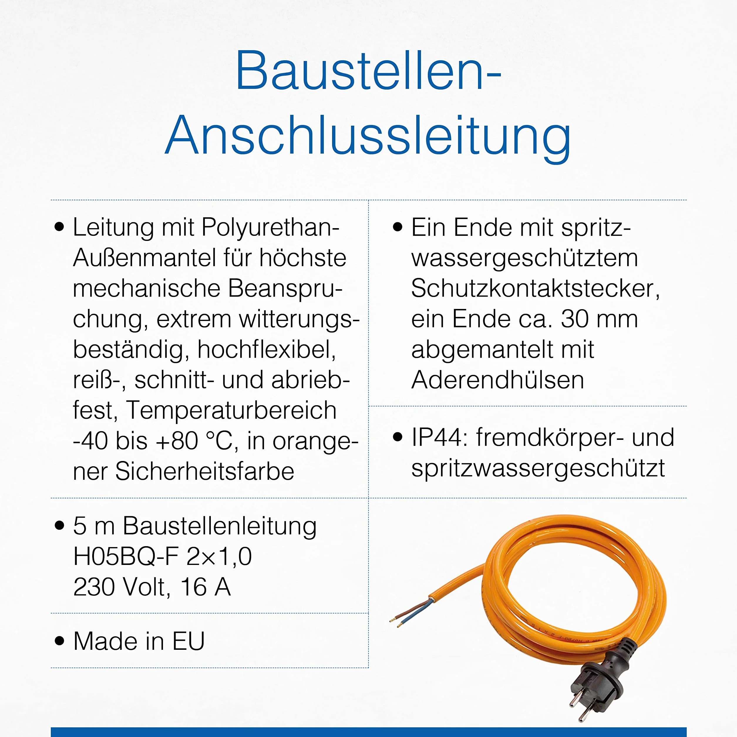 as - Schwabe 70913 Kabel Przyłączeniowy z Wtyczką, IP44, Długość Kabla 5 Metrów, Czarny