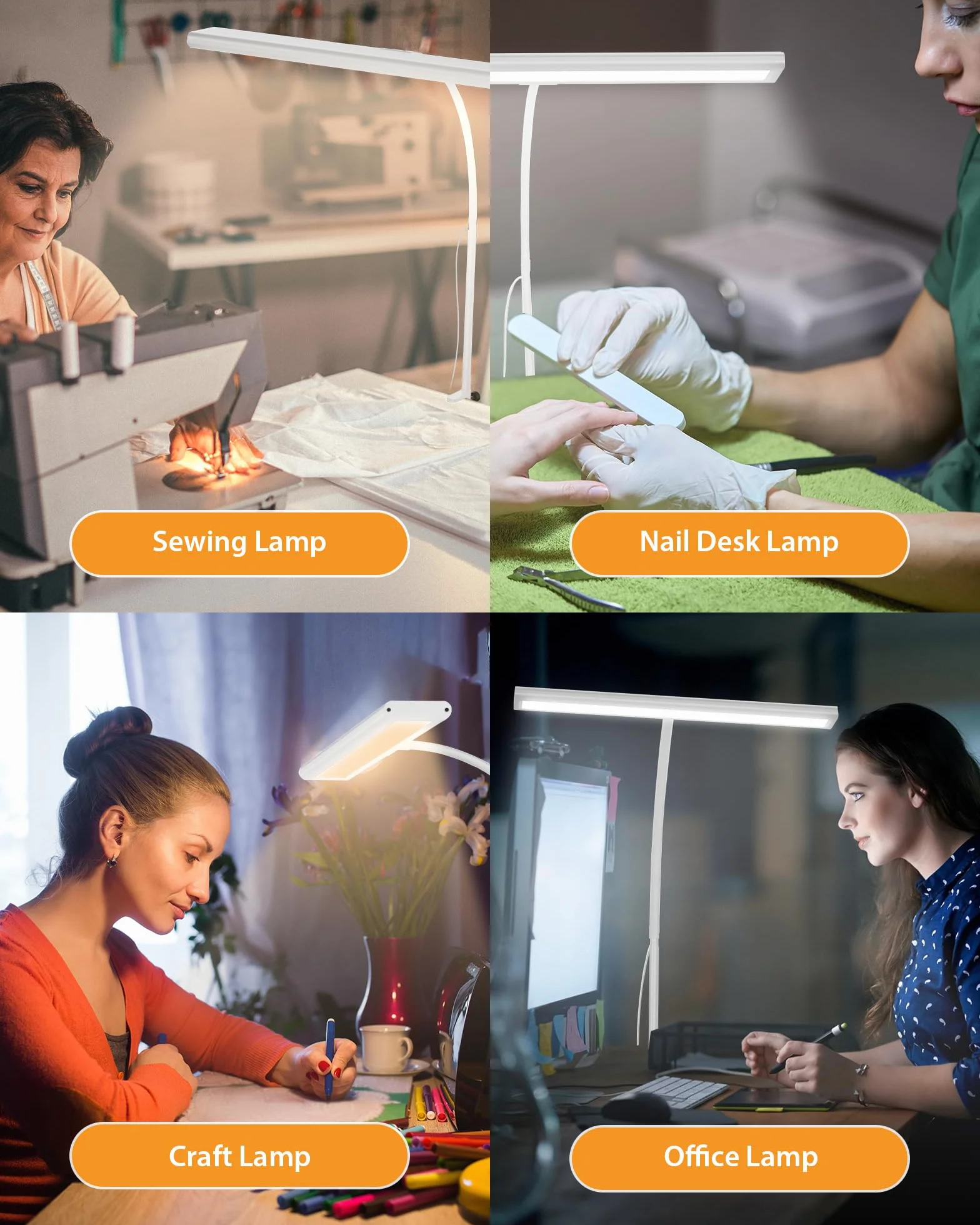 iFalarila [Wersja 2025] Lampa biurkowa 160 LED z zaciskiem 30 trybów, jaśniejsze lampy stołowe 360° Elastyczna lampa do czytania z ładowarką USB do pracy, nauki lub czytania-70CM