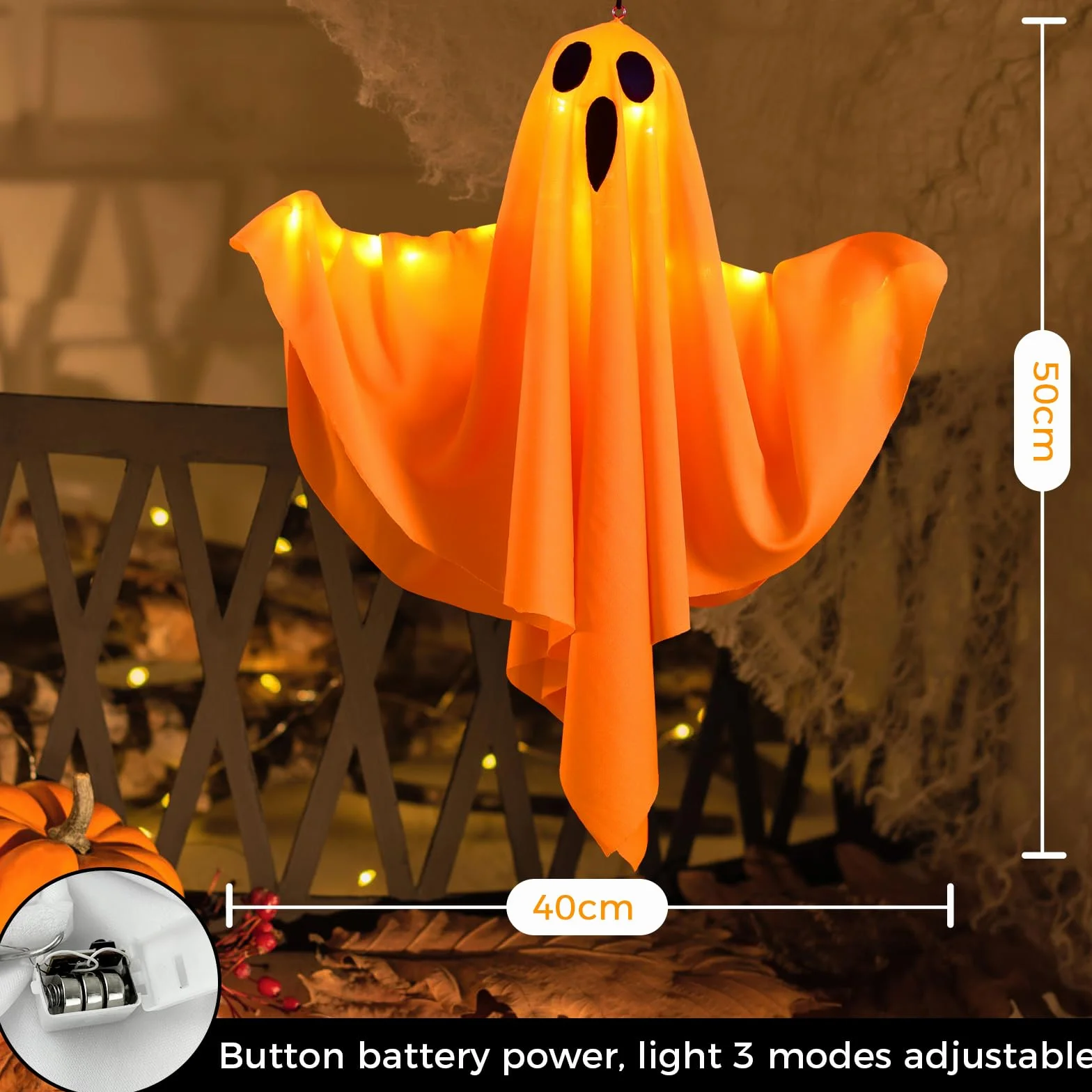 Dekoracje na Halloween z oświetleniem LED wiszące 4 sztuki
