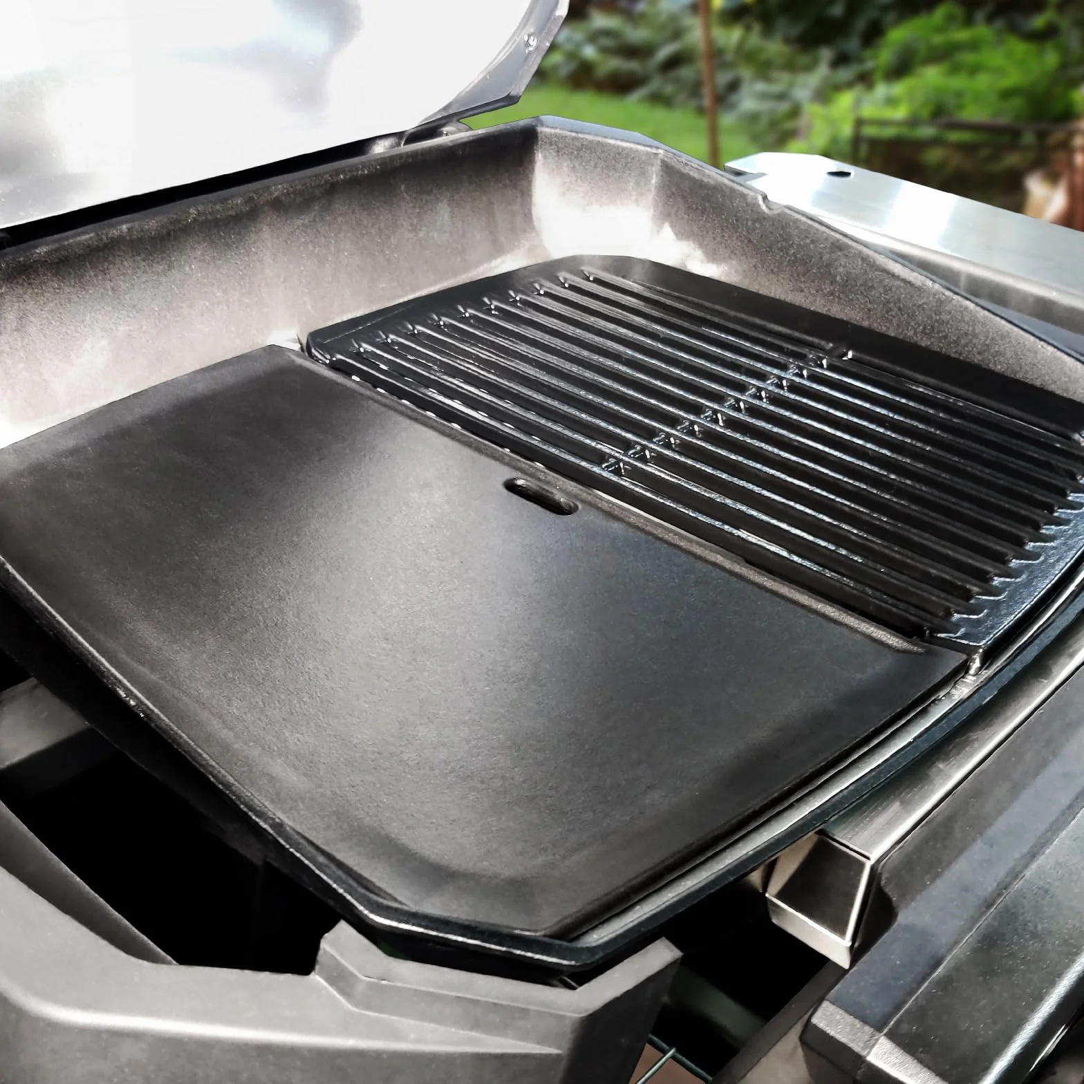 Denmay 38,6 x 24,6 cm żeliwna płyta grillowa do Weber Pulse 2000 grilla gazowego, patelnia grillowa Plancha zamiennik do Weber Pulse 2000, akcesoria do grilla żeliwne