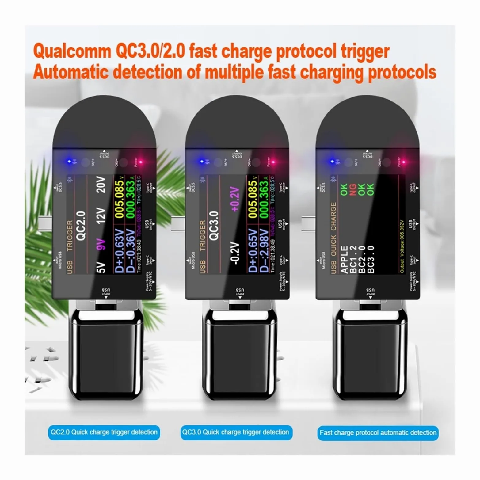 2.4 calowy Tester USB DC5.5 Type-C woltomierz cyfrowy amperomierz Power Bank detektor napięcia dla ładowarek kabel Power Bank Szerokie zastosowanie(UD24 add 18pcs)