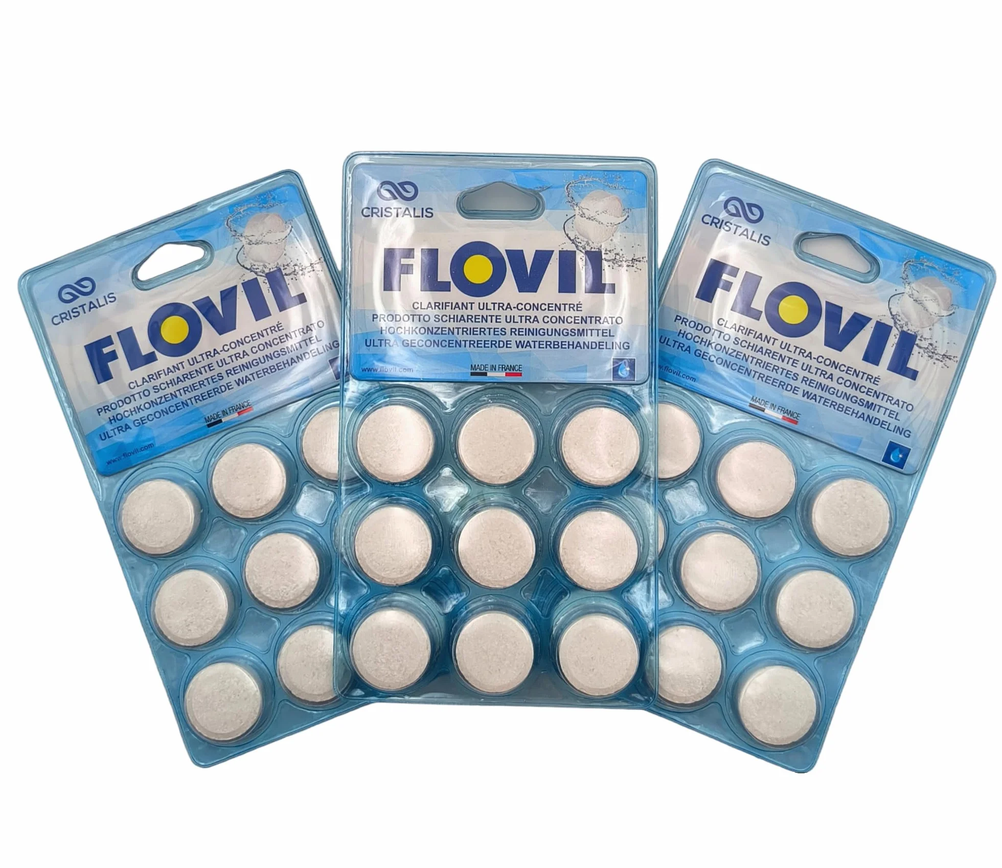 Flovil Ultra skoncentrowany klarator, dla wszystkich typów filtrów basenowych - Zestaw 27 granulek - Made in France White