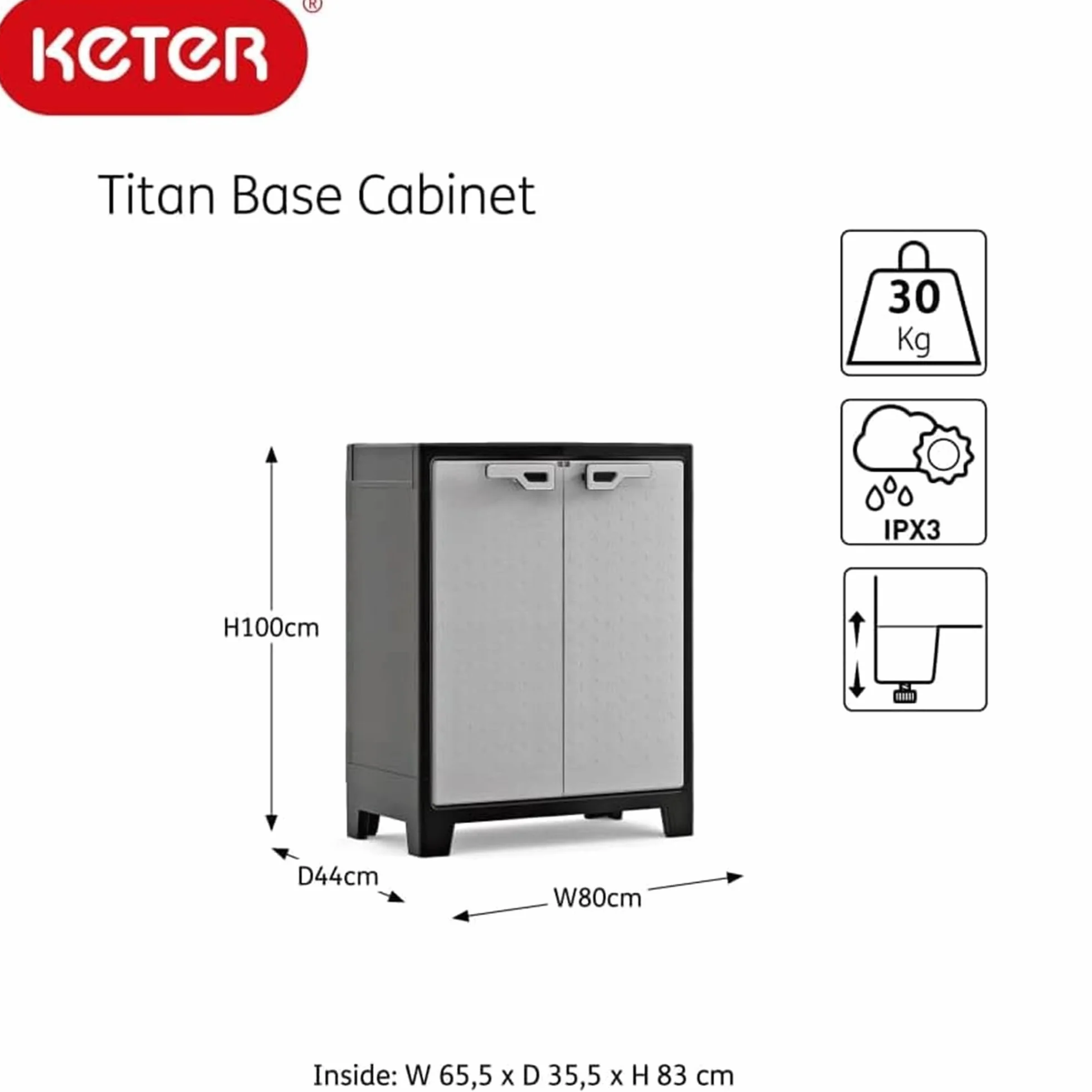 Keter Tytan XL Szafka Szary 80 x 44 x 100 cm