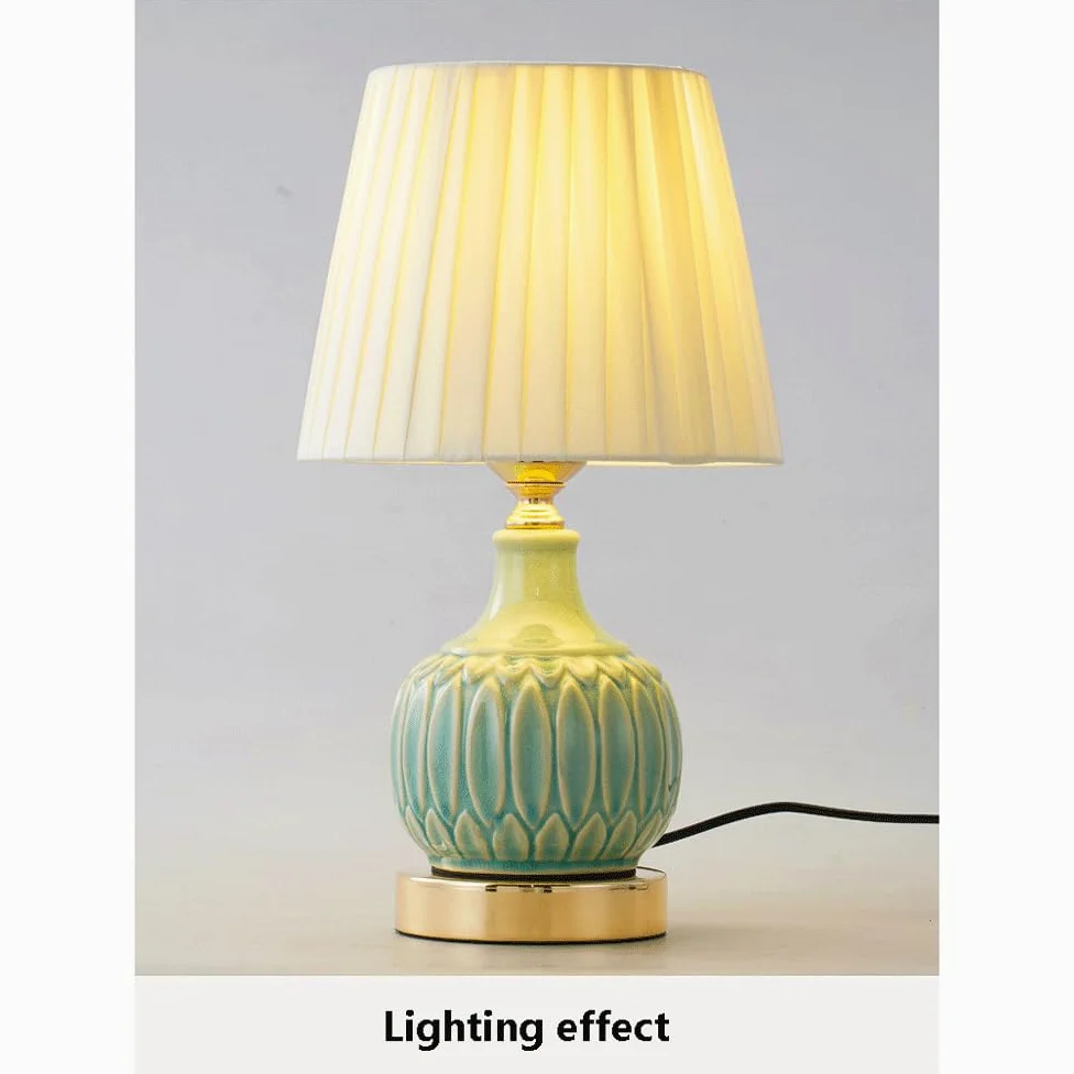Ceramiczna lampa biurkowa do sypialni gabinet salon prosta retro lampka nocna ciepła luksusowa lampa ściemniana pilot trójkolorowy potężna lampa biurkowa