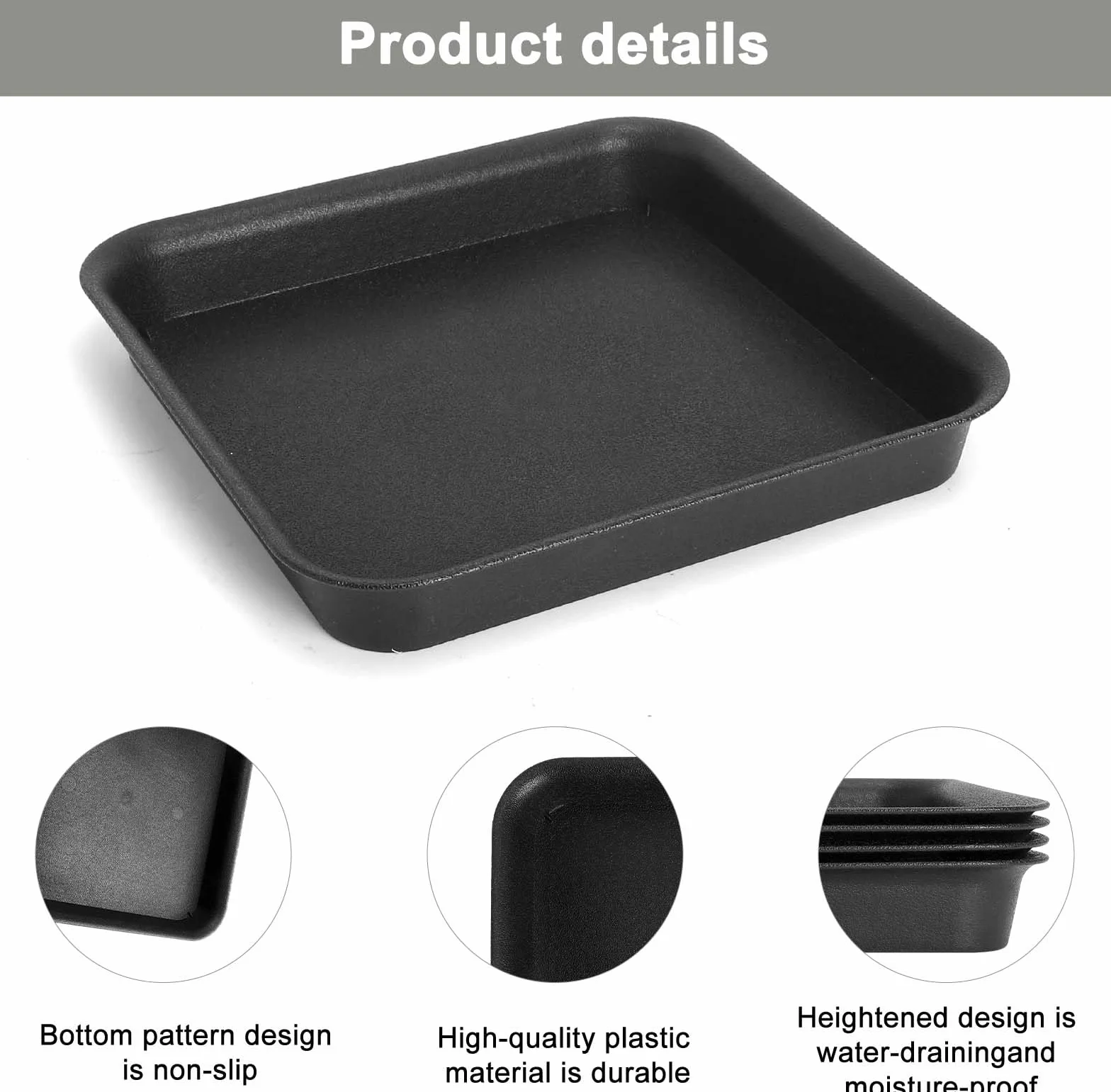 Plastikowe podstawki pod doniczki 29x29 cm czarne zestaw 4 sztuk