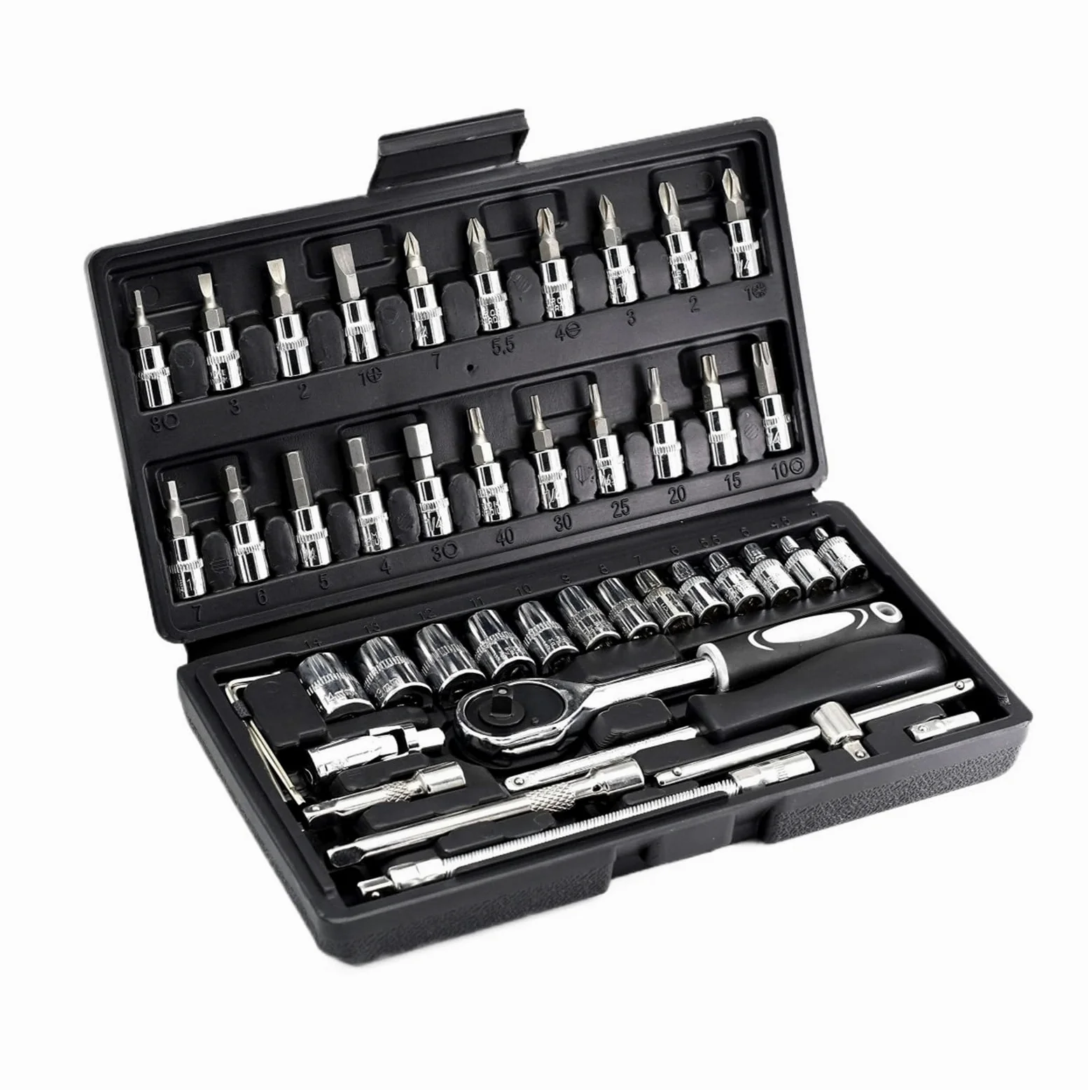 Klucze Nasadowe 46PCS 1/4 cala Zestaw nasadek metrycznych Zestaw kluczy grzechotkowych Zestawy narzędzi mechanicznych Naprawa samochodów domowych Do Naprawy