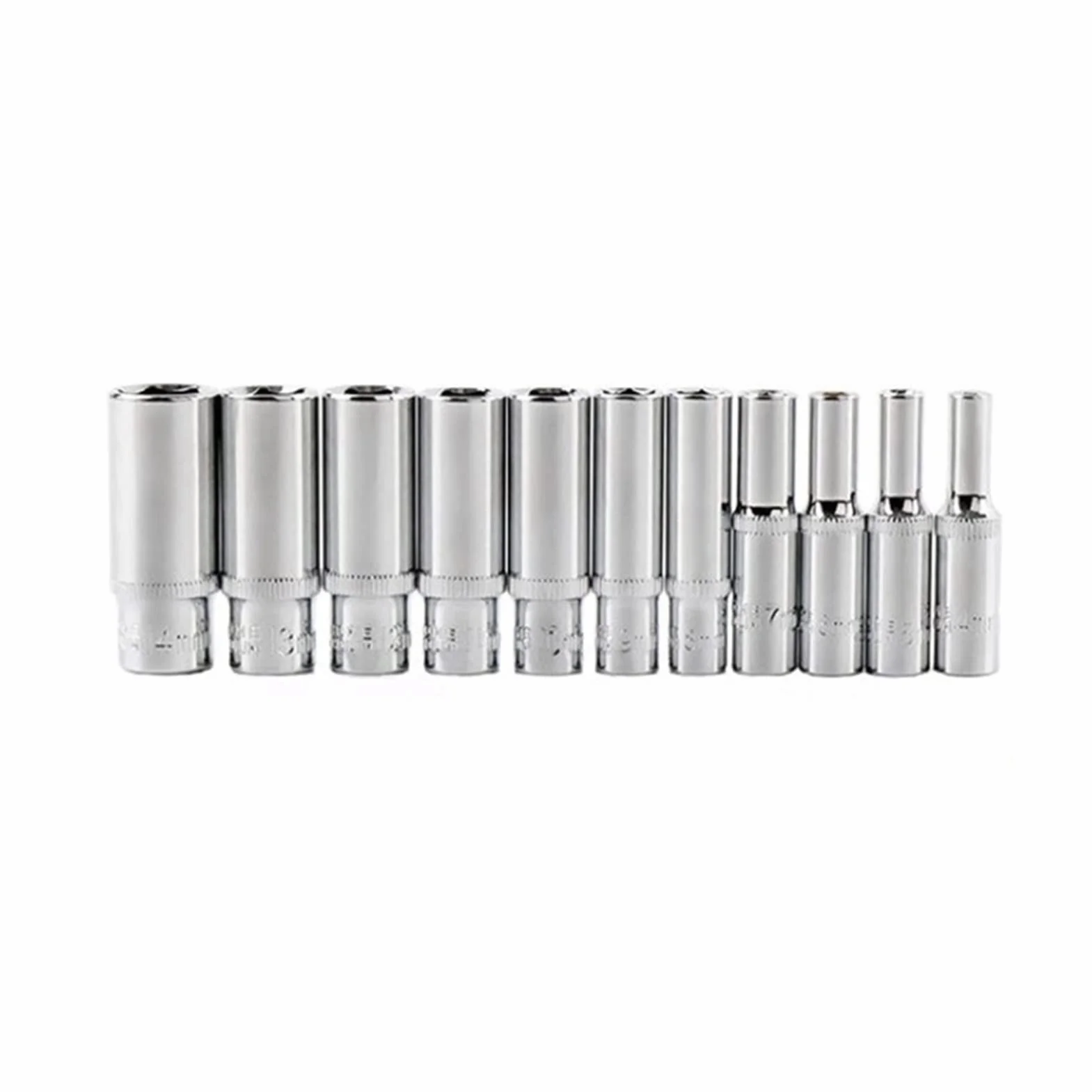 Zestaw 11 nasadek 1/4" z adapterem, nasadki długie 4-14 mm, głowice narzędziowe z kluczem dynamometrycznym, kluczem nasadowym z grzechotką, uchwyt wiertarski