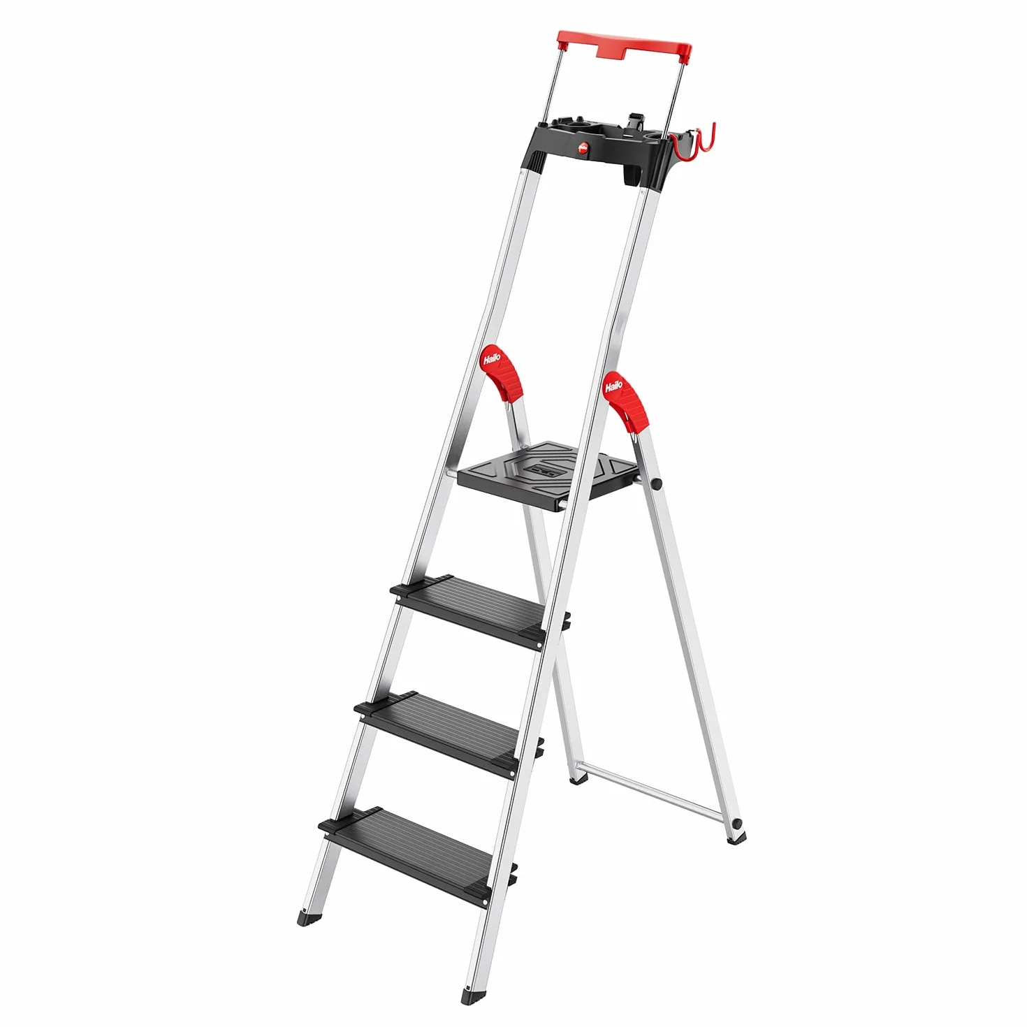 Hailo L100 Topline drabina bezpieczeństwa aluminiowa 4 stopnie czarna Made in Germany