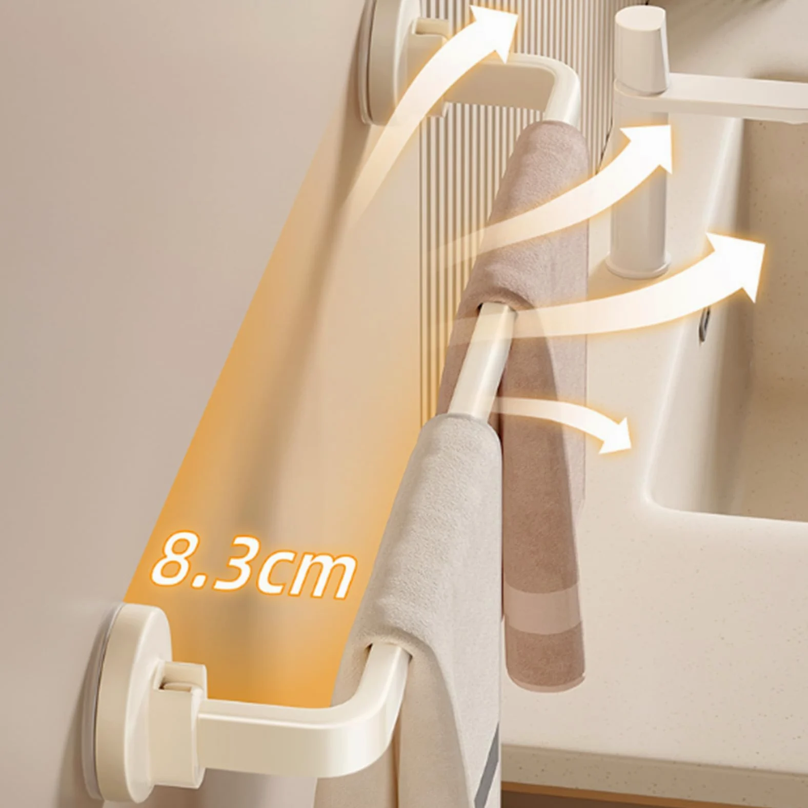 Aluminiowy wieszak na ręczniki bez wiercenia montowany na ścianie uchwyt na ręczniki przyssawka łazienka 30 cm biały wieszak na ręczniki pod prysznic i do kuchni