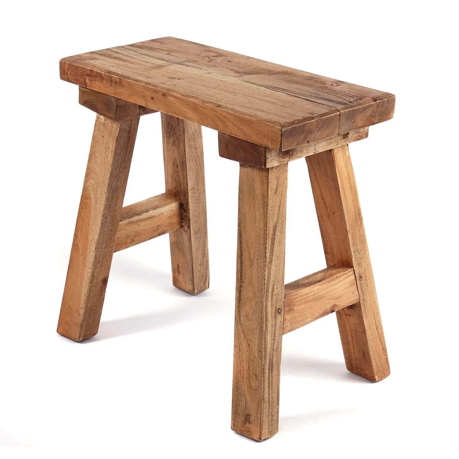 Drewniany taboret Rustico 52 x 50 cm mahoń i drewno tekowe