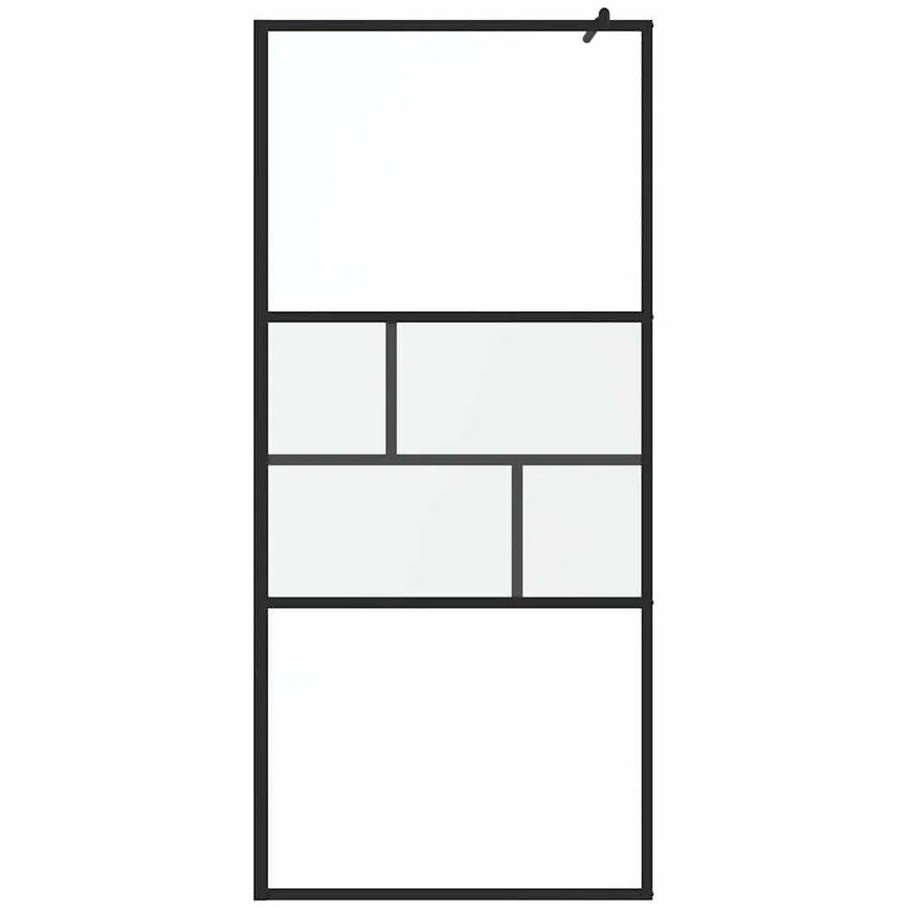 Ścianka prysznicowa Walk-in czarna ze szkła ESG i aluminium, 90 x 195 x 0,5 cm, bez ramy, bez barier, oszczędność miejsca, ochrona przed pryskaniem, do łazienki i pomieszczeń mokrych