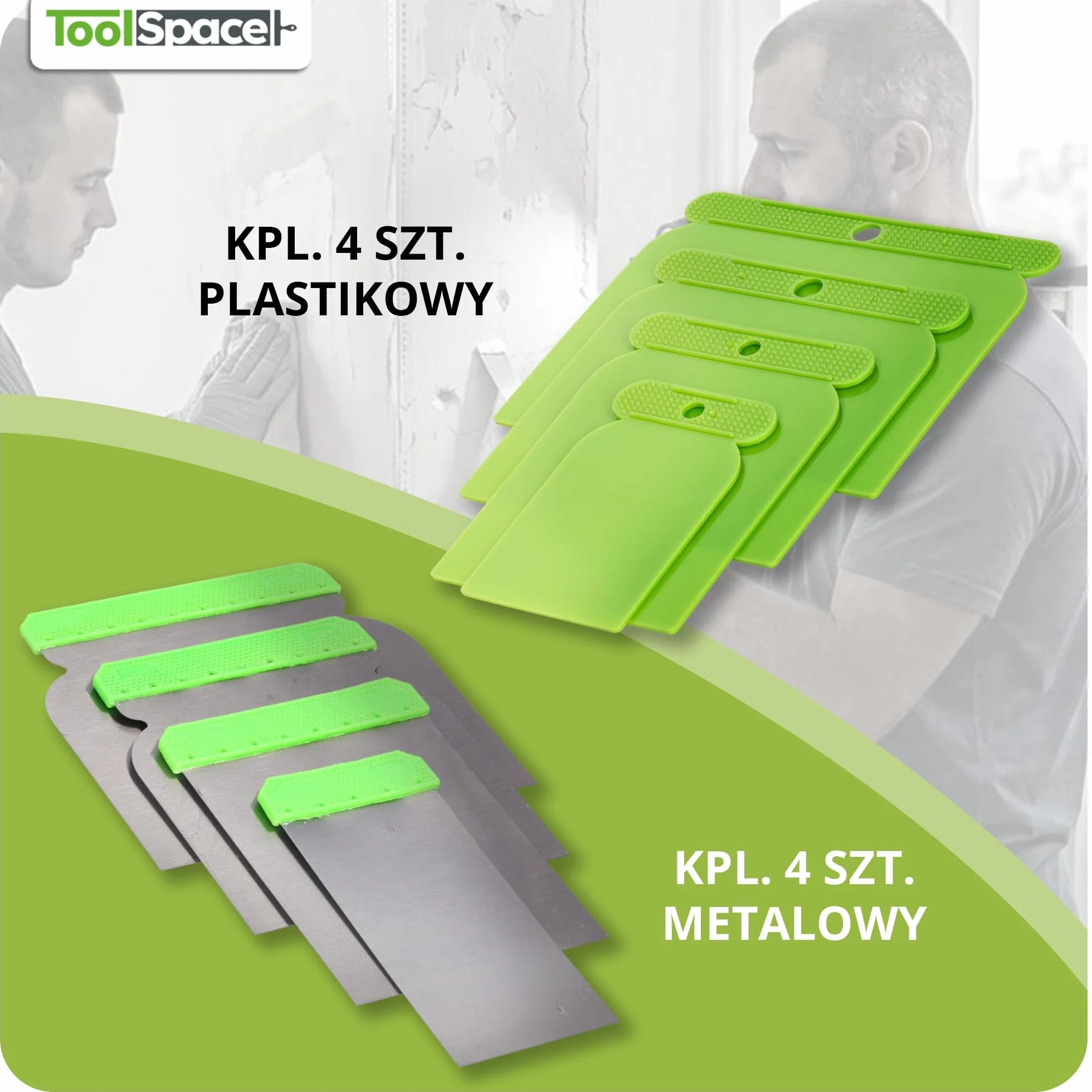 ToolSpace Szpachelka Japońska Elastyczna Zestaw 4 Sztuki Stal Nierdzewna 50 80 100 120 Mm Do Gładzi Szpachlowania Wykończenia Ścian 150 200 Mm Profesjonalny Komplet