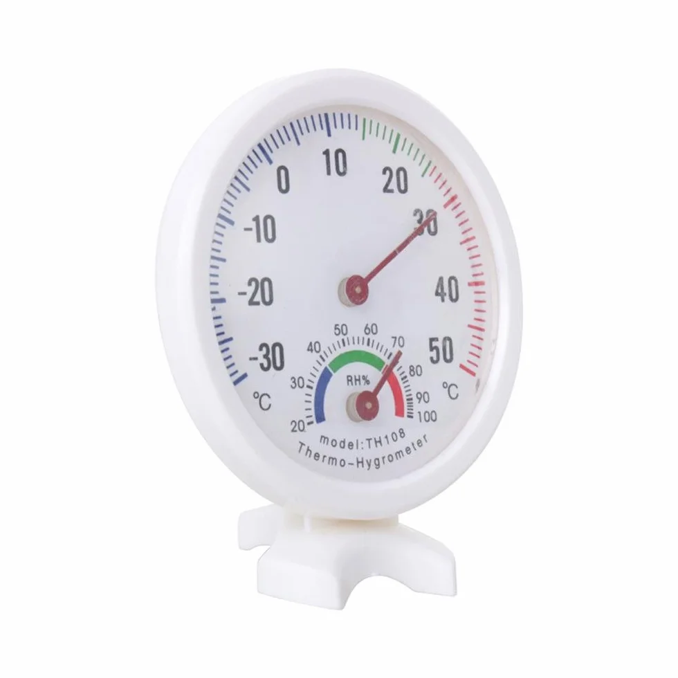 Gloglow Th-108 Miernik Temperatury I Wilgotności Mini Przenośny Zegar W Kształcie 2 W 1 Wewnętrzny Zewnętrzny Analogowy Higrometr Termometr Igły Okrągłe Wskaźniki Zegarowe Biały -30~50 ° Ch