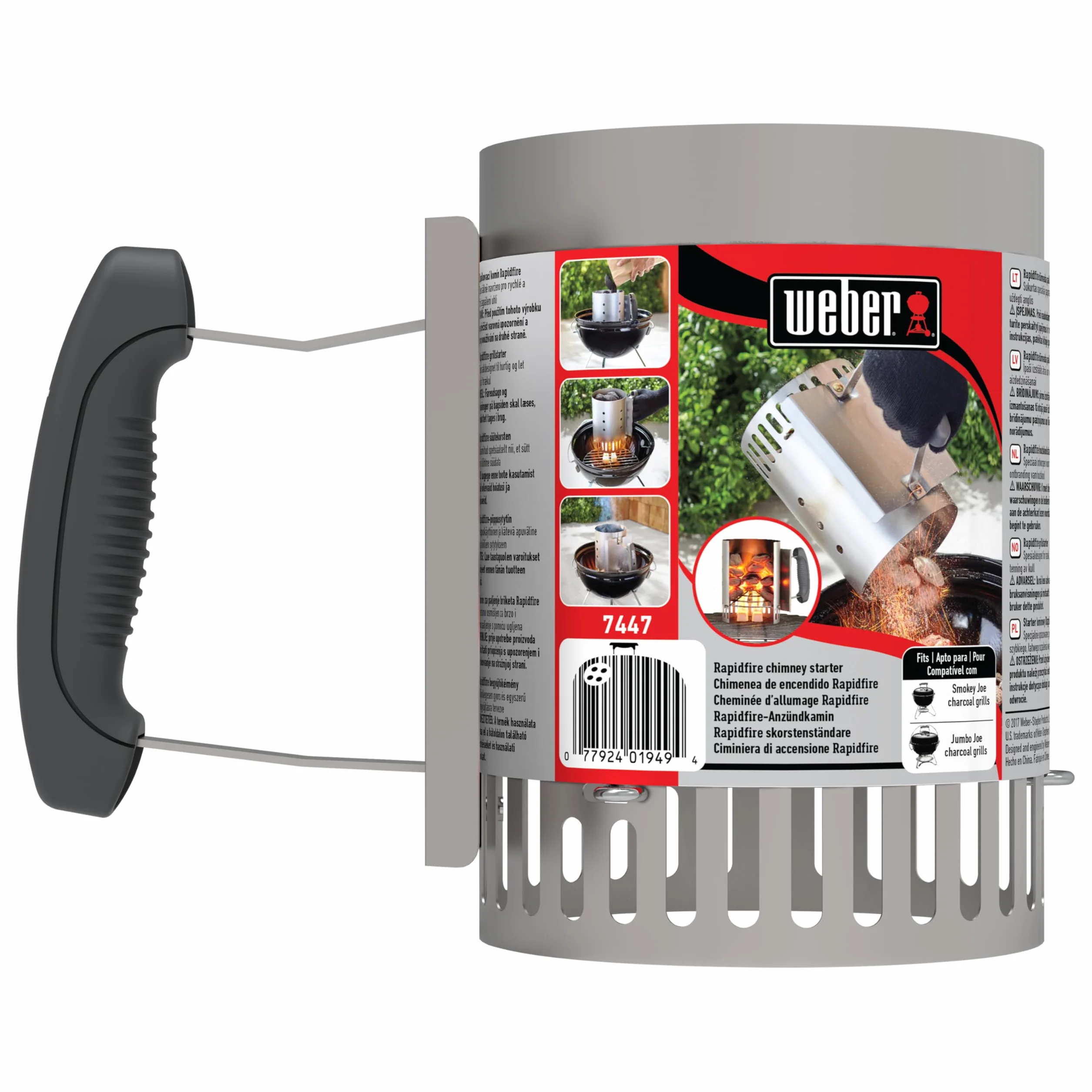 Weber Komin do Rozpalania Mały 20cm Kompaktowy z Dwoma Uchwytami do Grilli Węglowych Ø 47cm