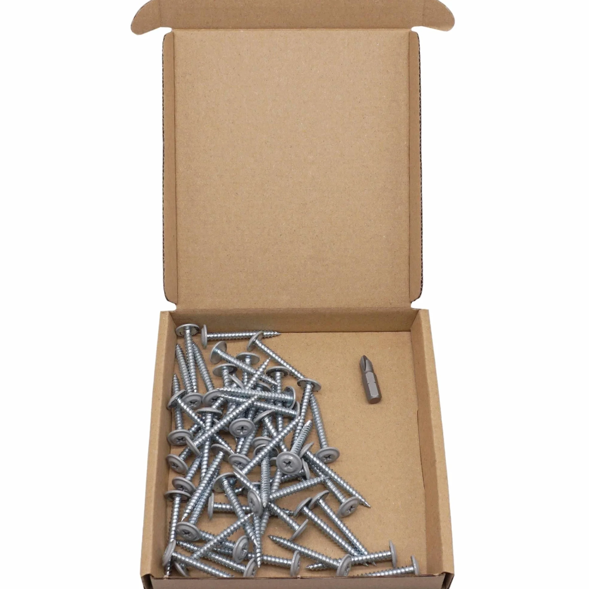 SKIR'CO (50 szt.) Malowane wkręty samogwintujące do drewna 4,2 x 38 mm, wkręt metalowy, łeb kratownicowy o zmodyfikowanym PH (białe aluminium 9006)