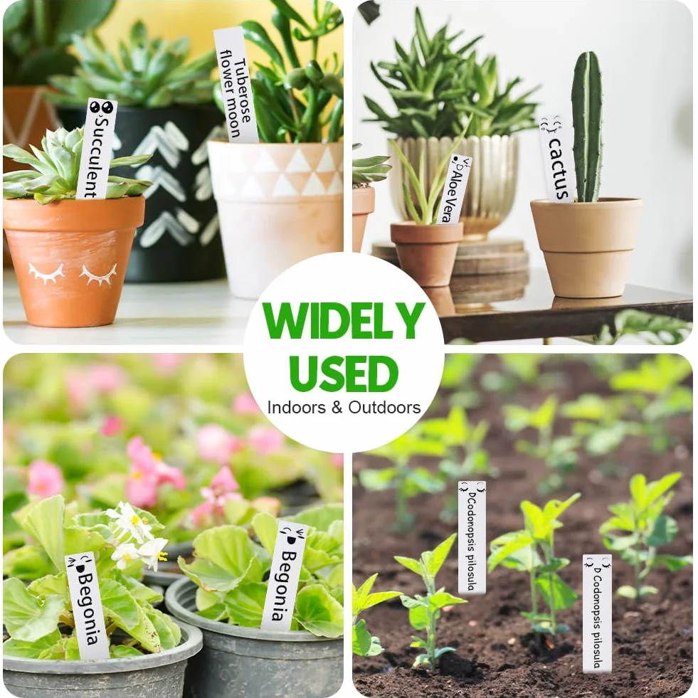 100 szt. białe plastikowe etykiety na rośliny, 10x2 cm, etykiety z nazwami roślin, wielokrotnego użytku, etykiety na rośliny do uprawy na zewnątrz, wodoodporne, etykiety ogrodowe na nasiona