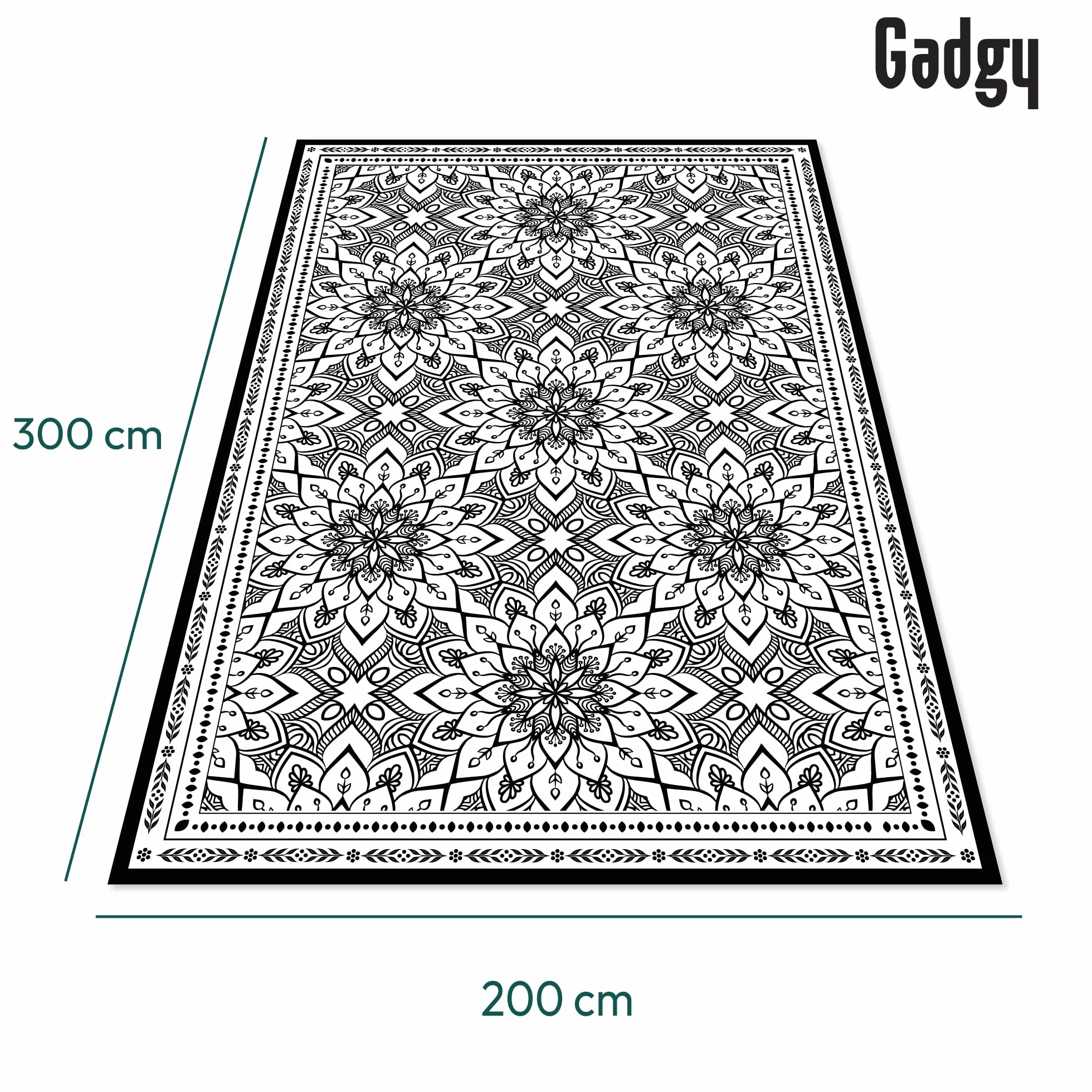 Orientalna mata zewnętrzna czarny/biały 200x300 cm