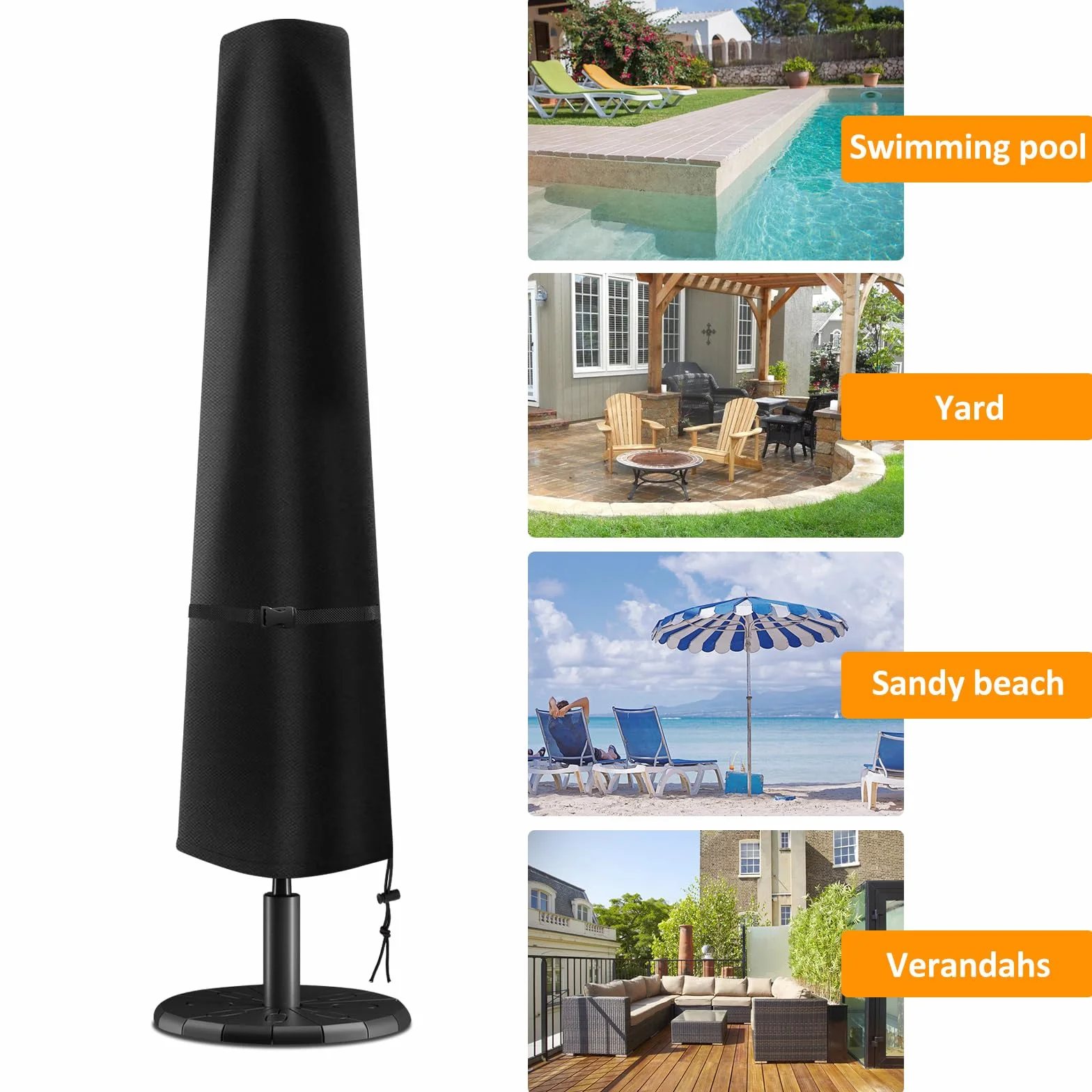 Pokrowiec na parasol ogrodowy 420D Oxford wodoodporny UV 2,5-4 m