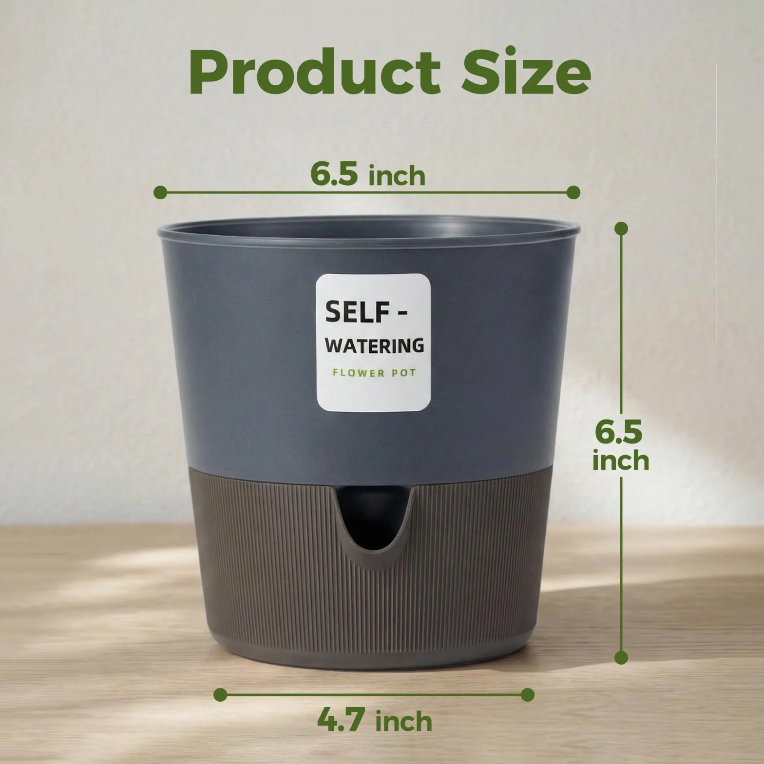 Bamworld 3 sztuki Samonawadniające się doniczki 16.5 cm do roślin wewnętrznych z otworami drenażowymi nowoczesne doniczki do salonu biura dekoracja(Czarny)