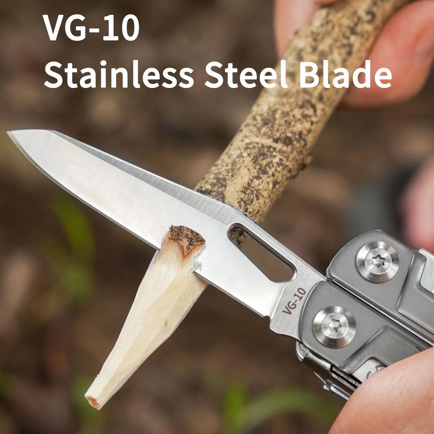 ROCKTOL Szczypce wielofunkcyjne, nóż kieszonkowy EDC Multitool VG10, narzędzie wielofunkcyjne 27 w 1, z uchwytem pokrytym tytanem, precyzyjny śrubokręt, hak do polowania, wędrówek z plecakiem
